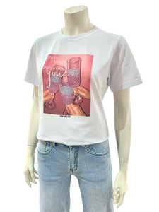 T-SHIRT BICCHIERI BIANCA