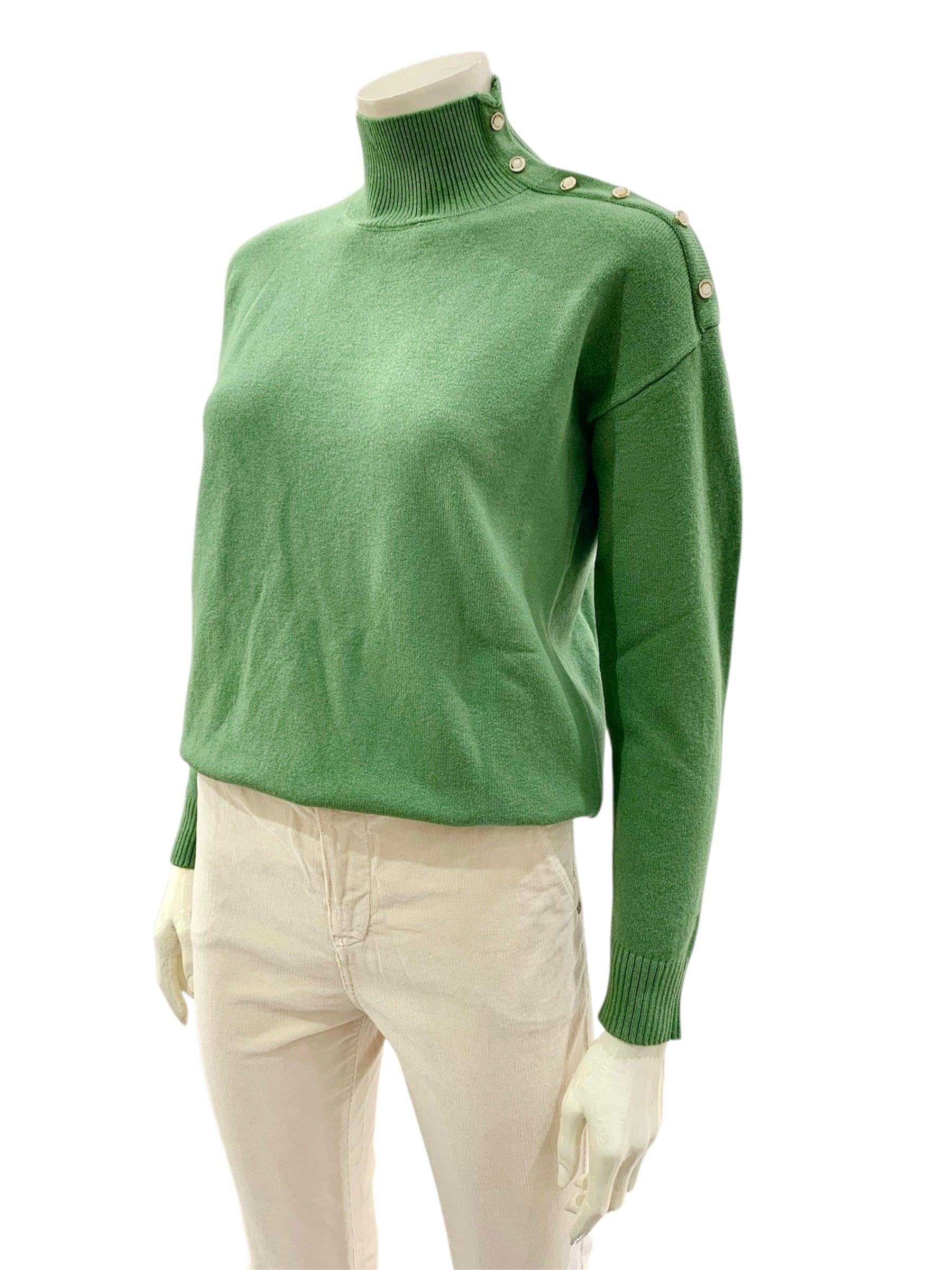 MAGLIA BOTTONCINI SPALLA VERDE