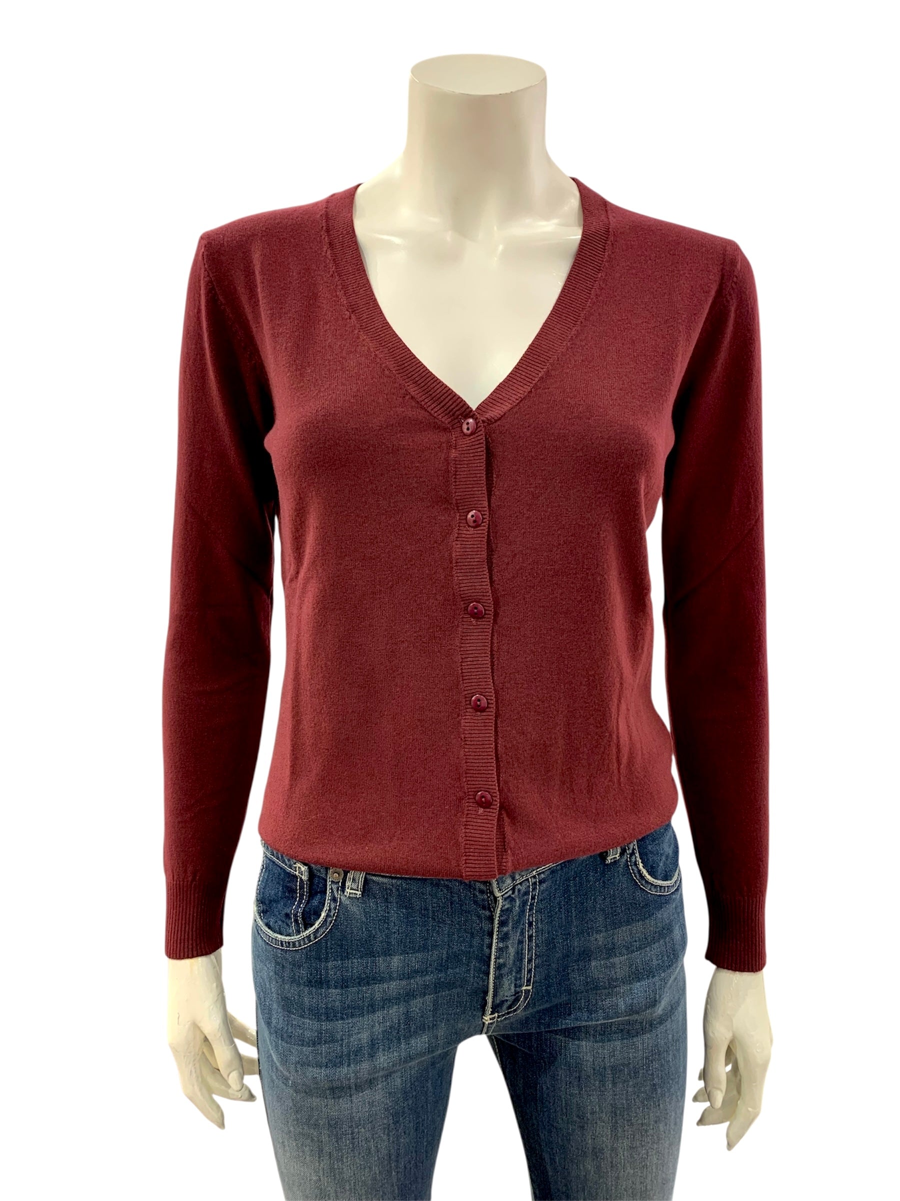 CARDIGAN BOTTONI BORDEAUX