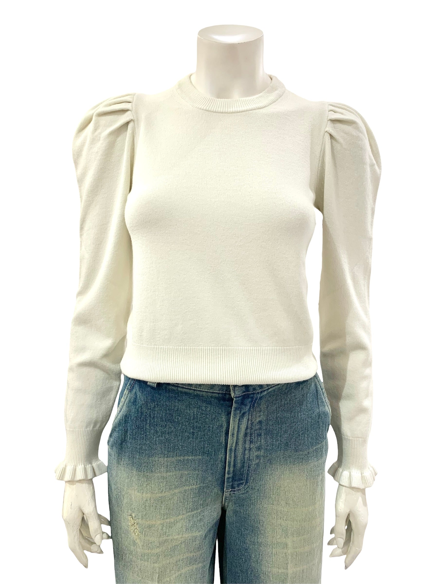 MAGLIA MANICA ROUCHES PANNA