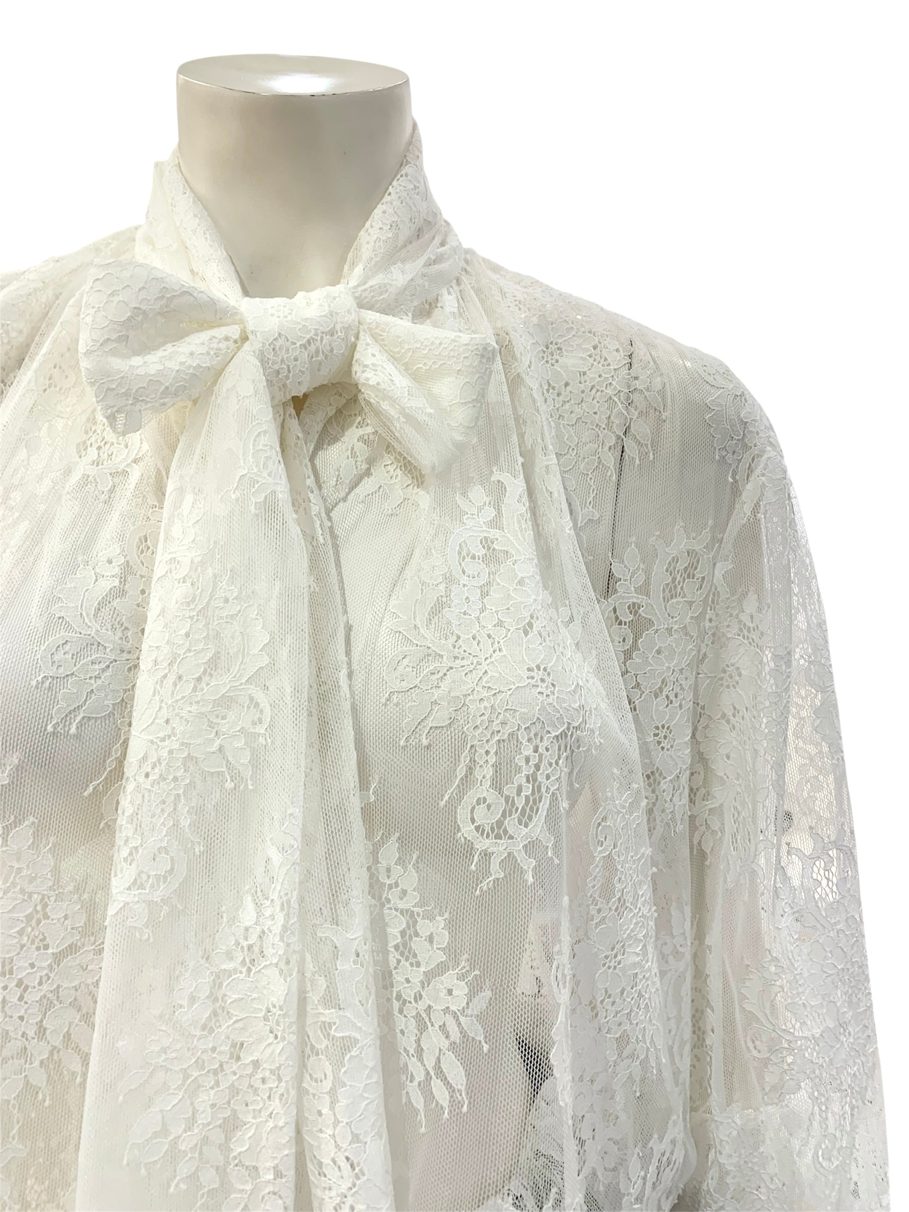 CAMICIA PIZZO FIOCCO PANNA