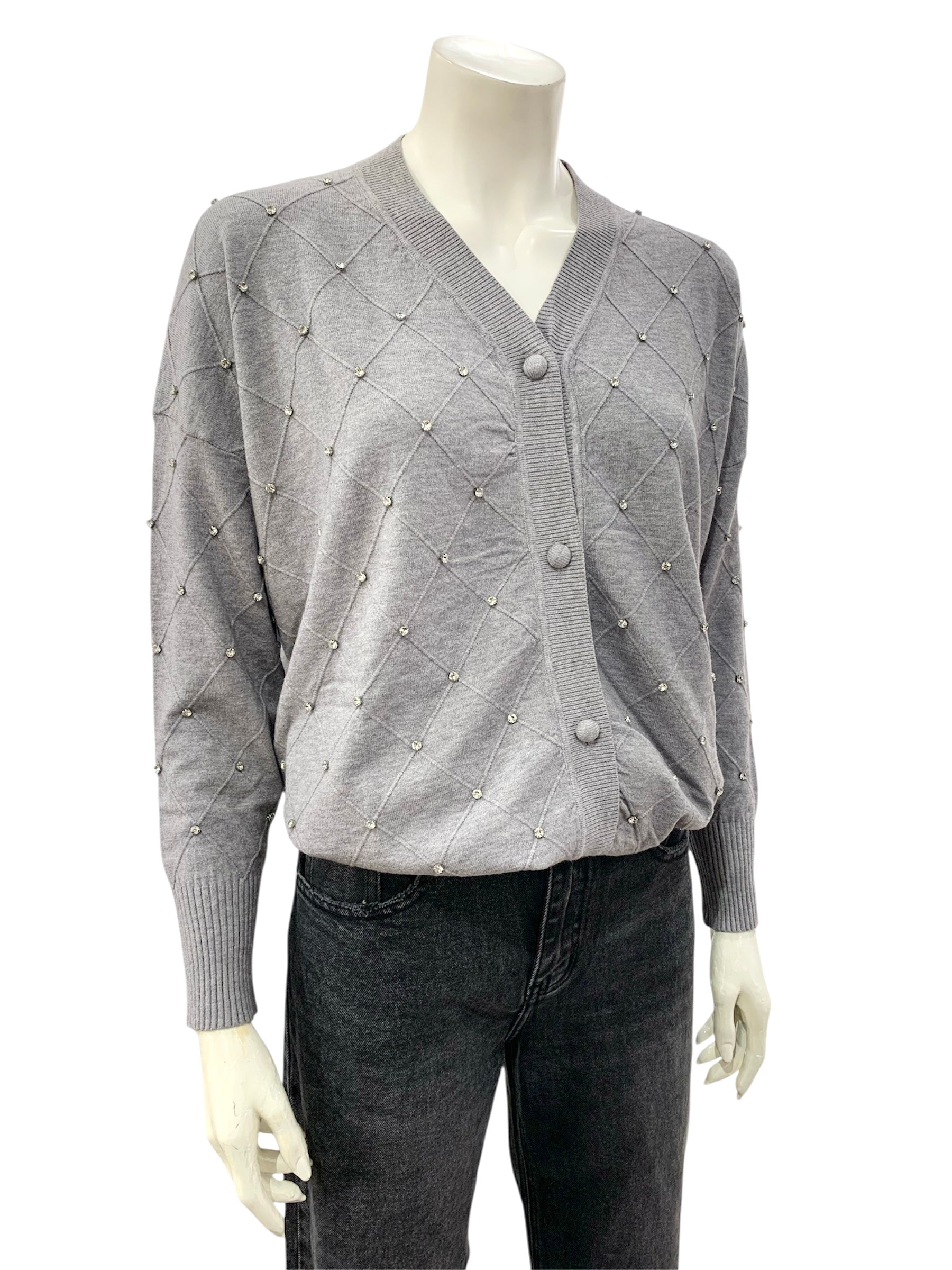 CARDIGAN STRASS GRIGIO