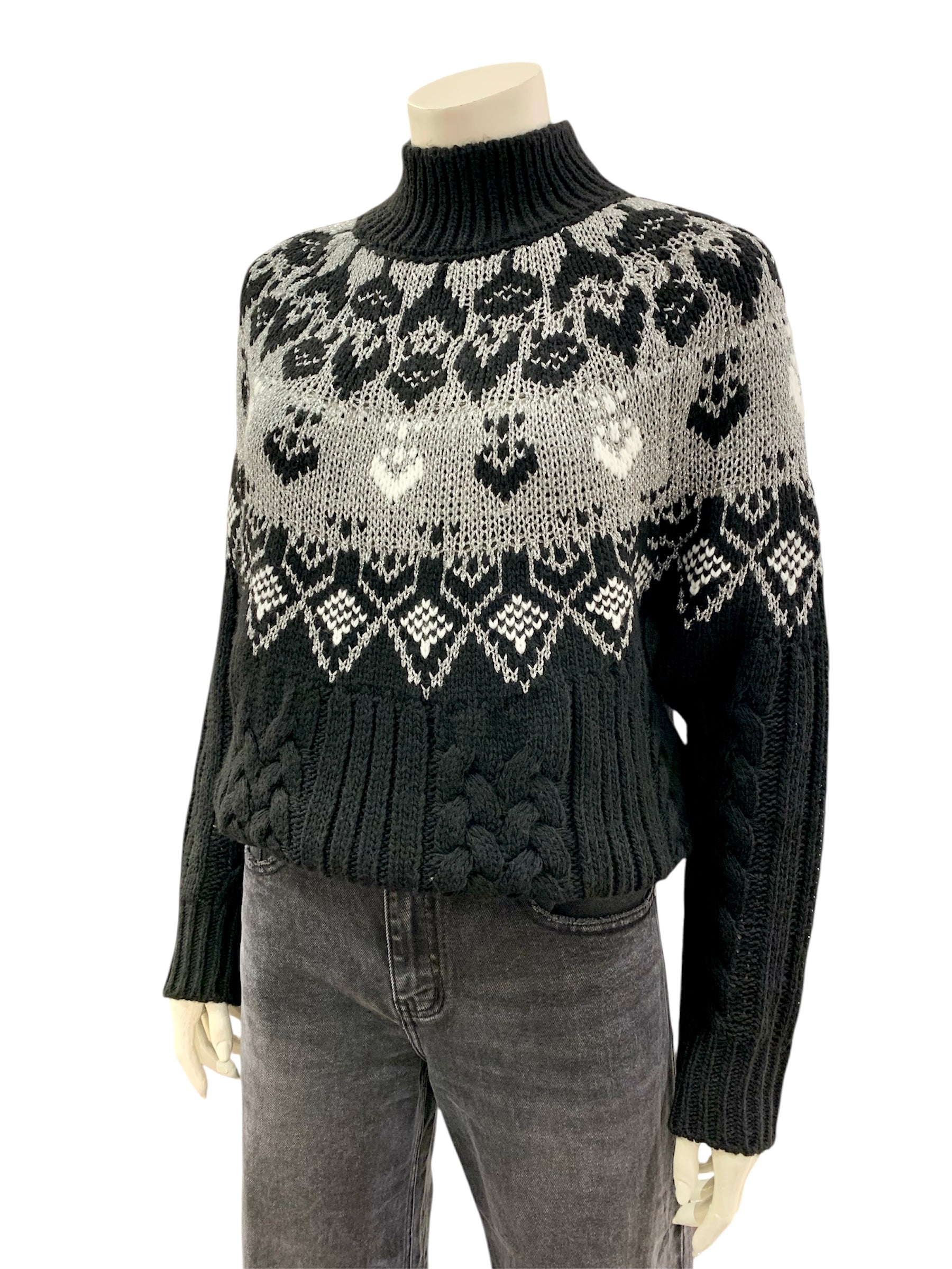 MAGLIA NORVEGESE ARGENTO NERO