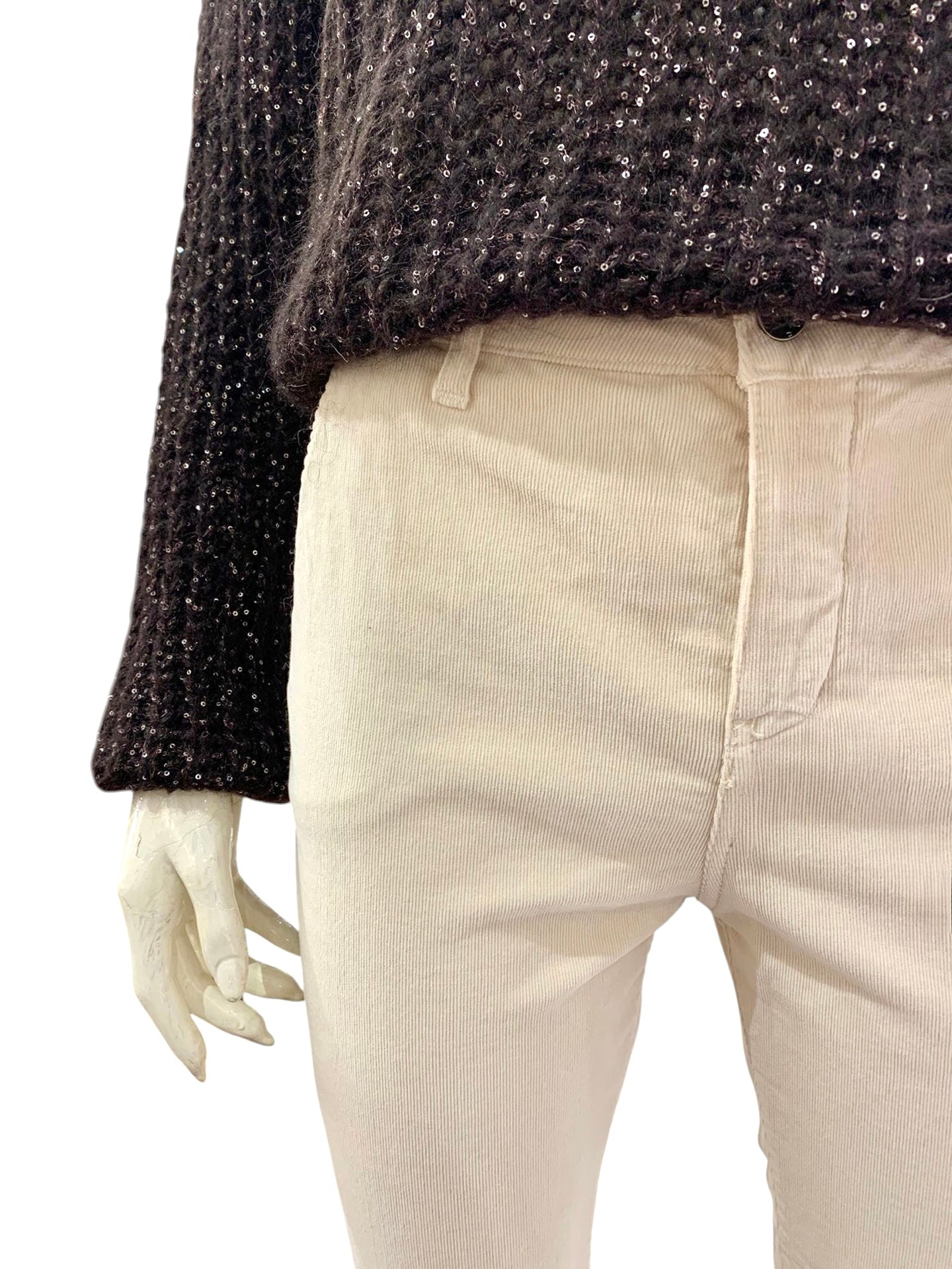 PANTALONE VELLUTO CREMA
