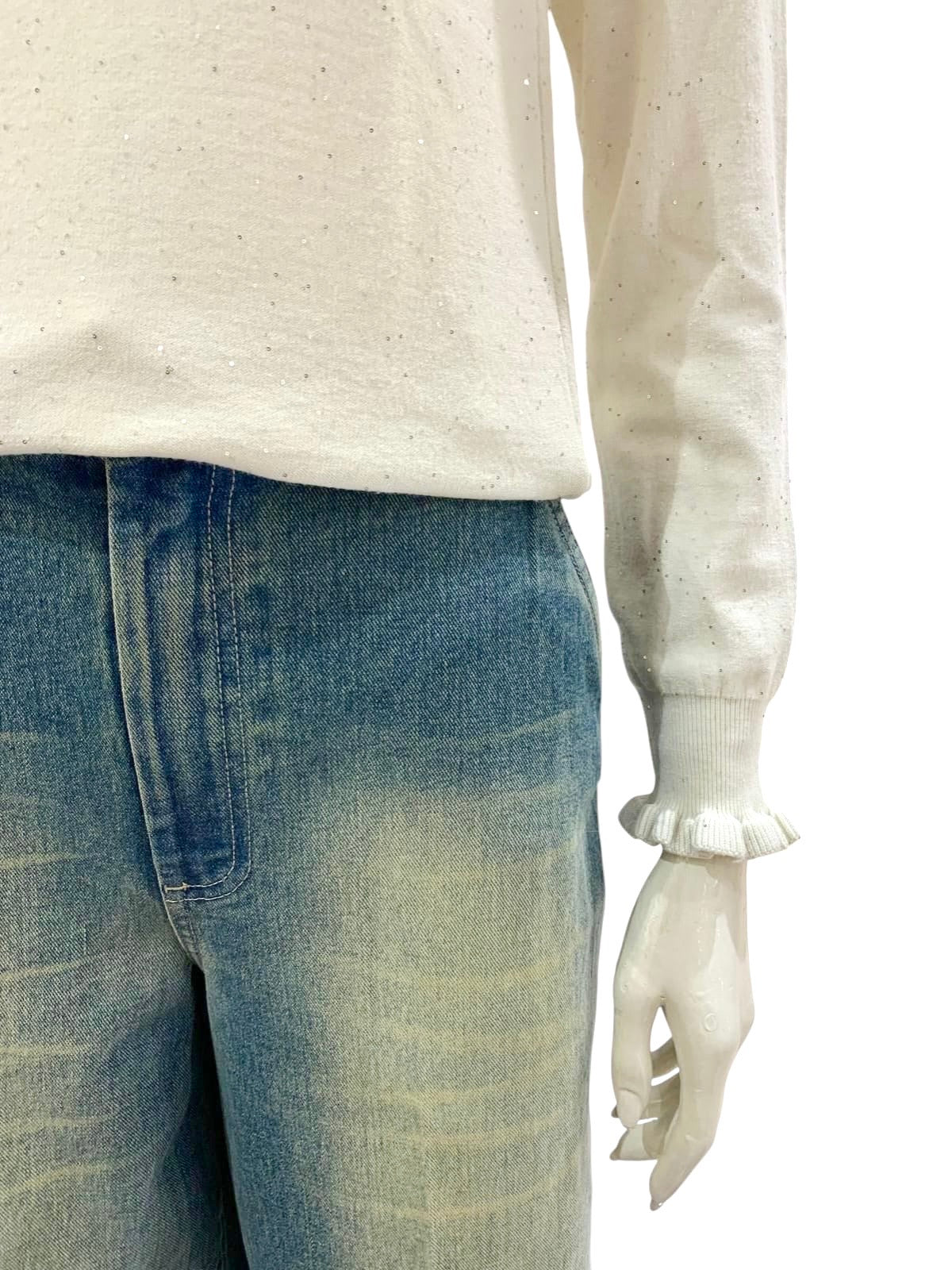 MAGLIA MICROPAIILLETTES PANNA