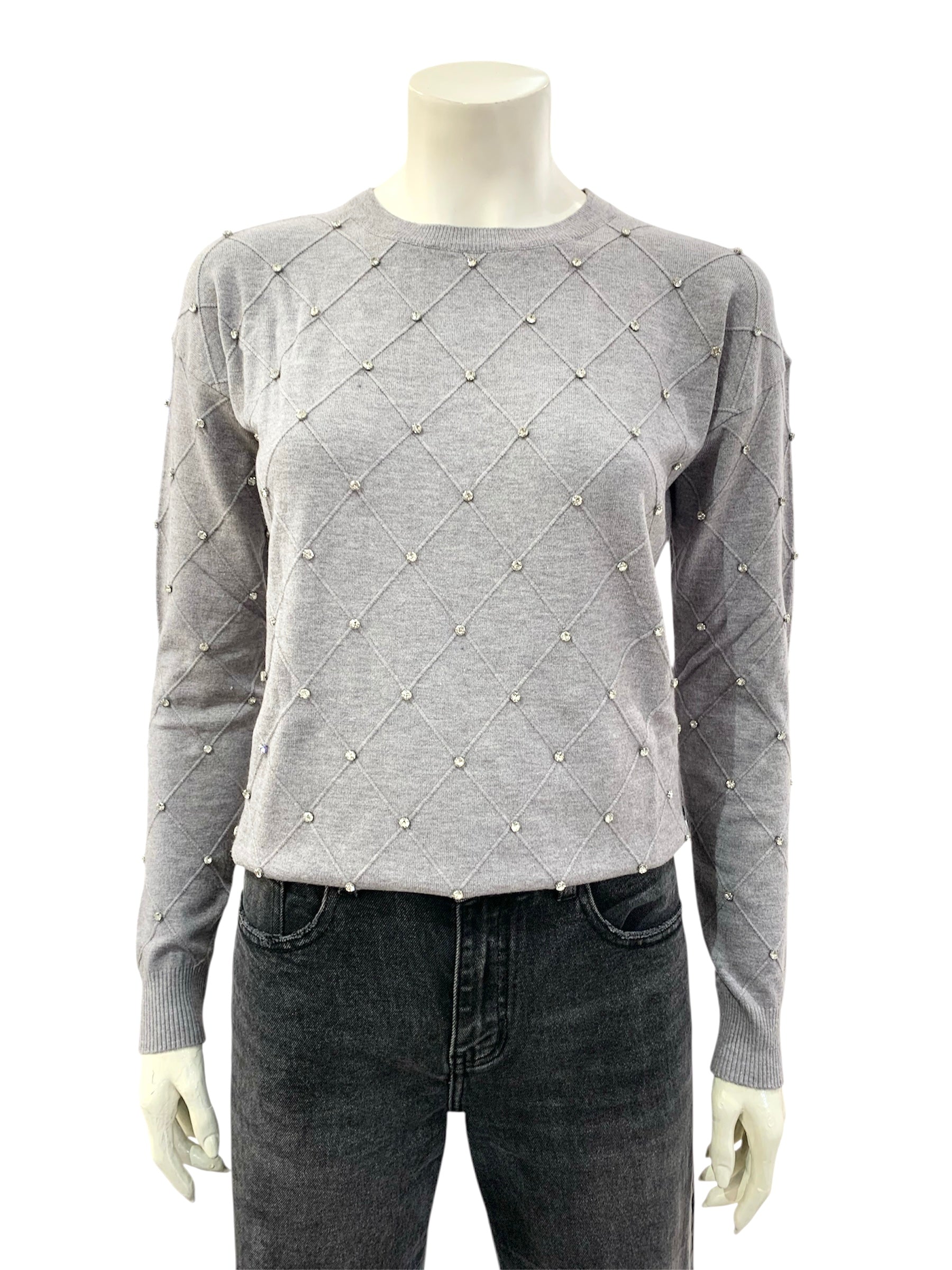 MAGLIA STRASS GRIGIA