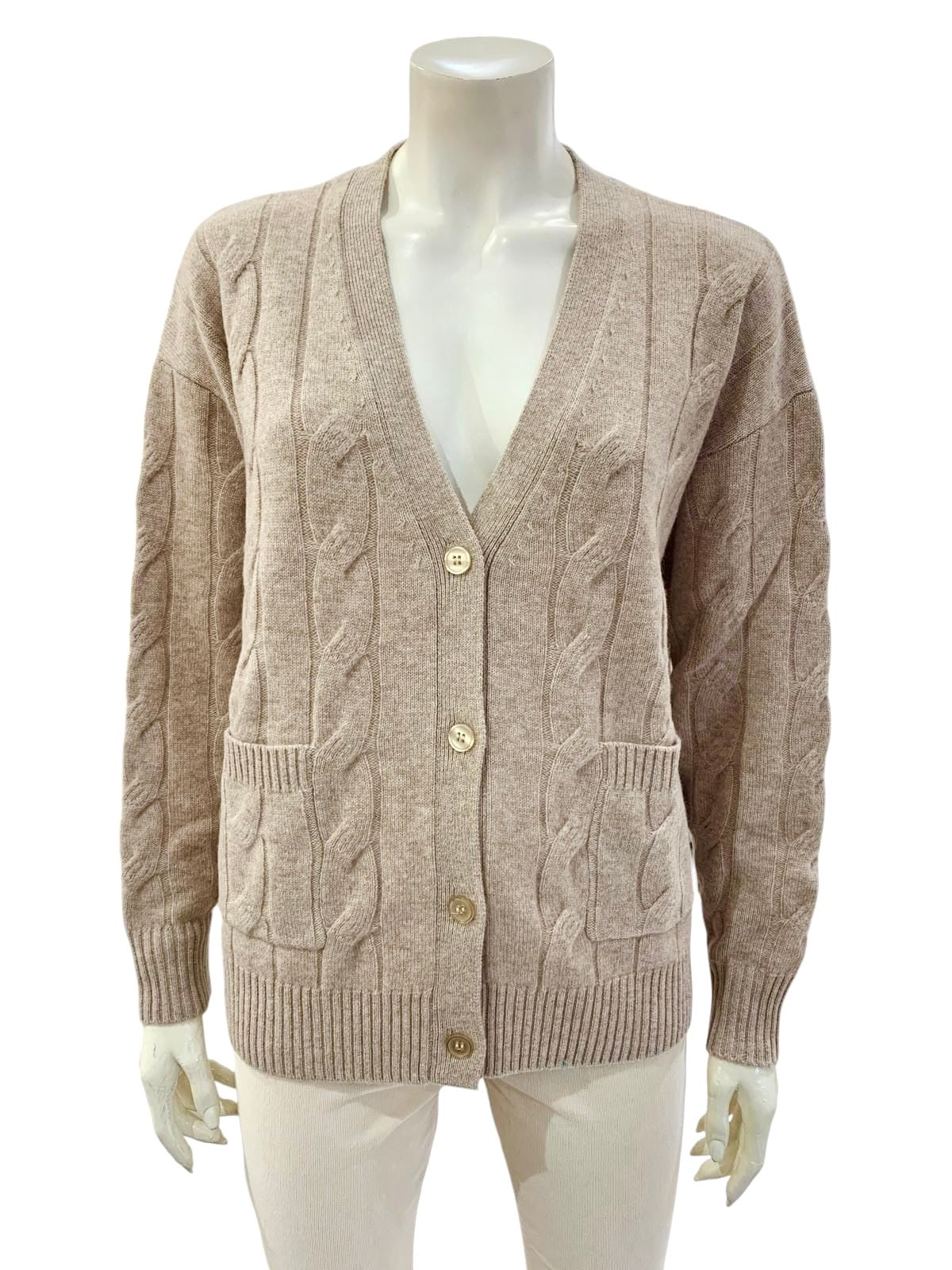 CARDIGAN TRECCIA BEIGE