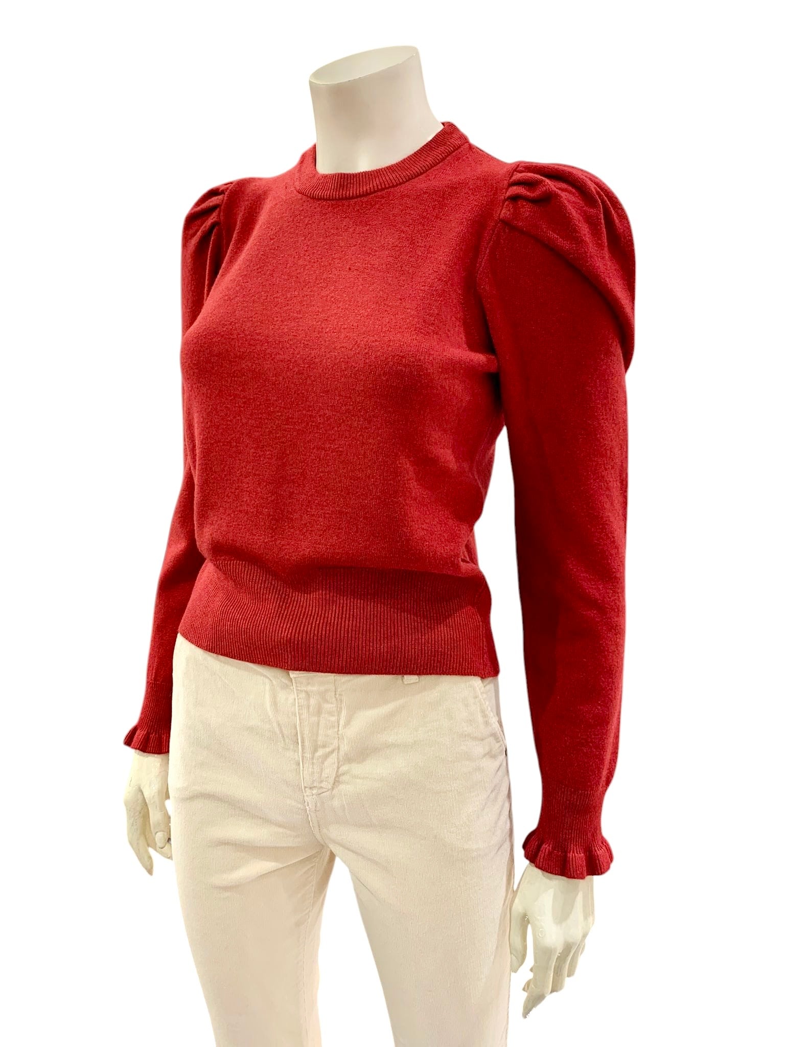 MAGLIA MANICA ROUCHES CILIEGIA