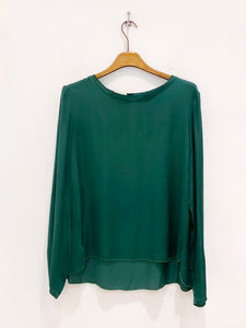 BLUSA SATIN VERDE BOSCO