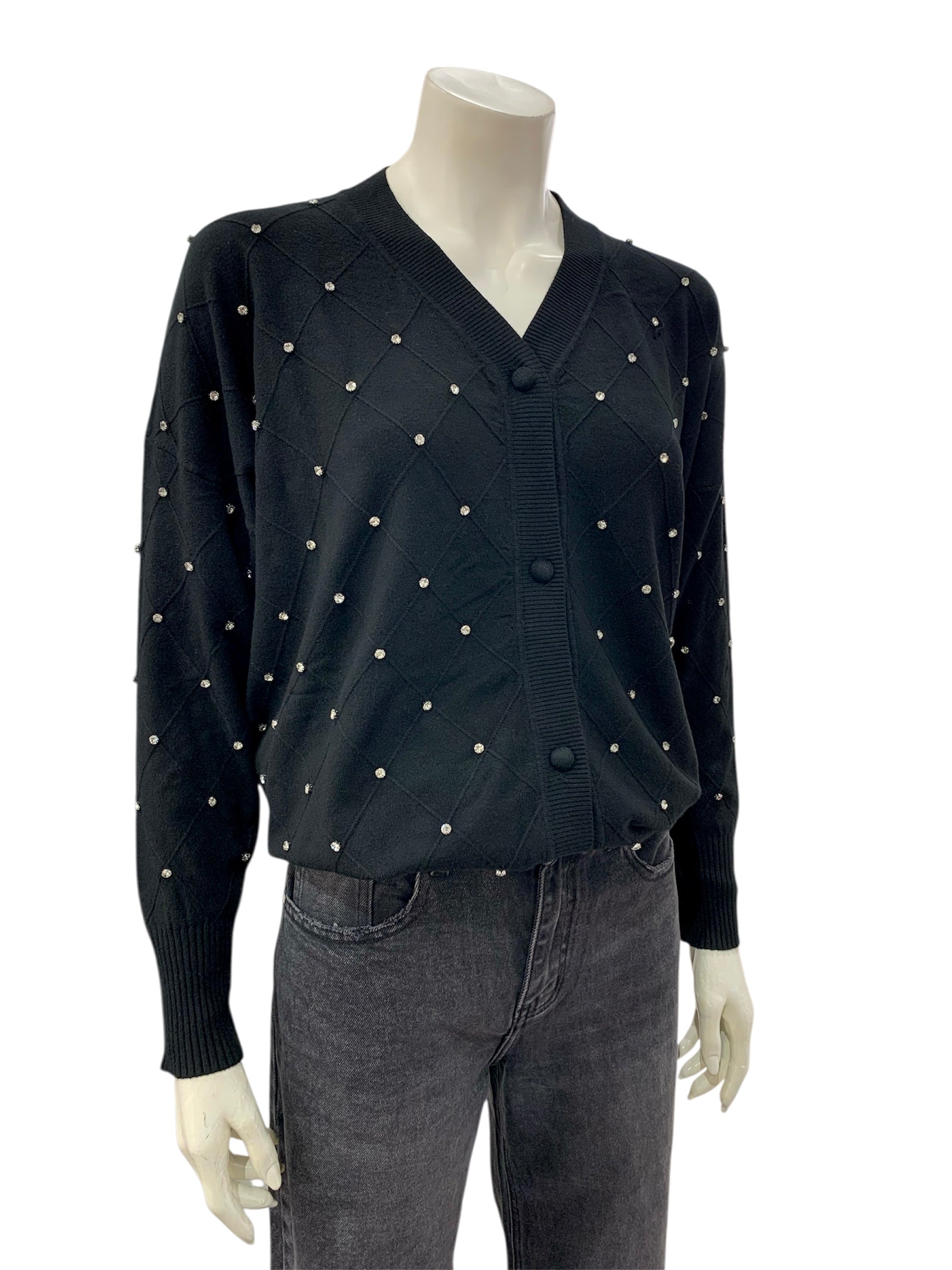 CARDIGAN STRASS NERO