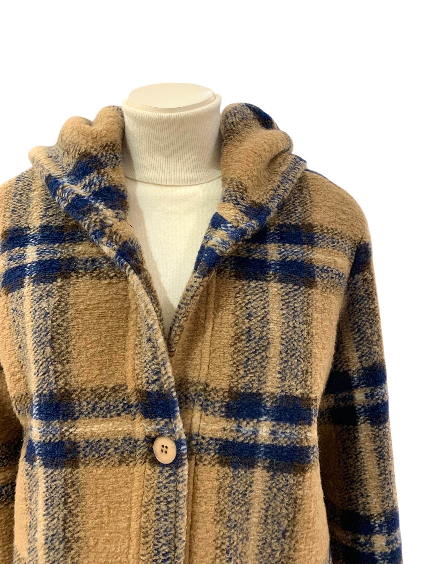 CAPPOTTO CHECK CAMEL BLU