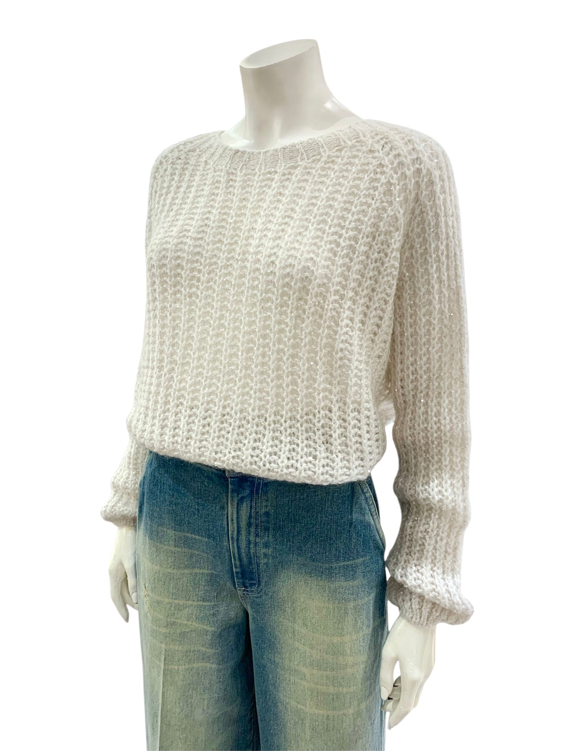 MAGLIA PAILLETTES CREMA