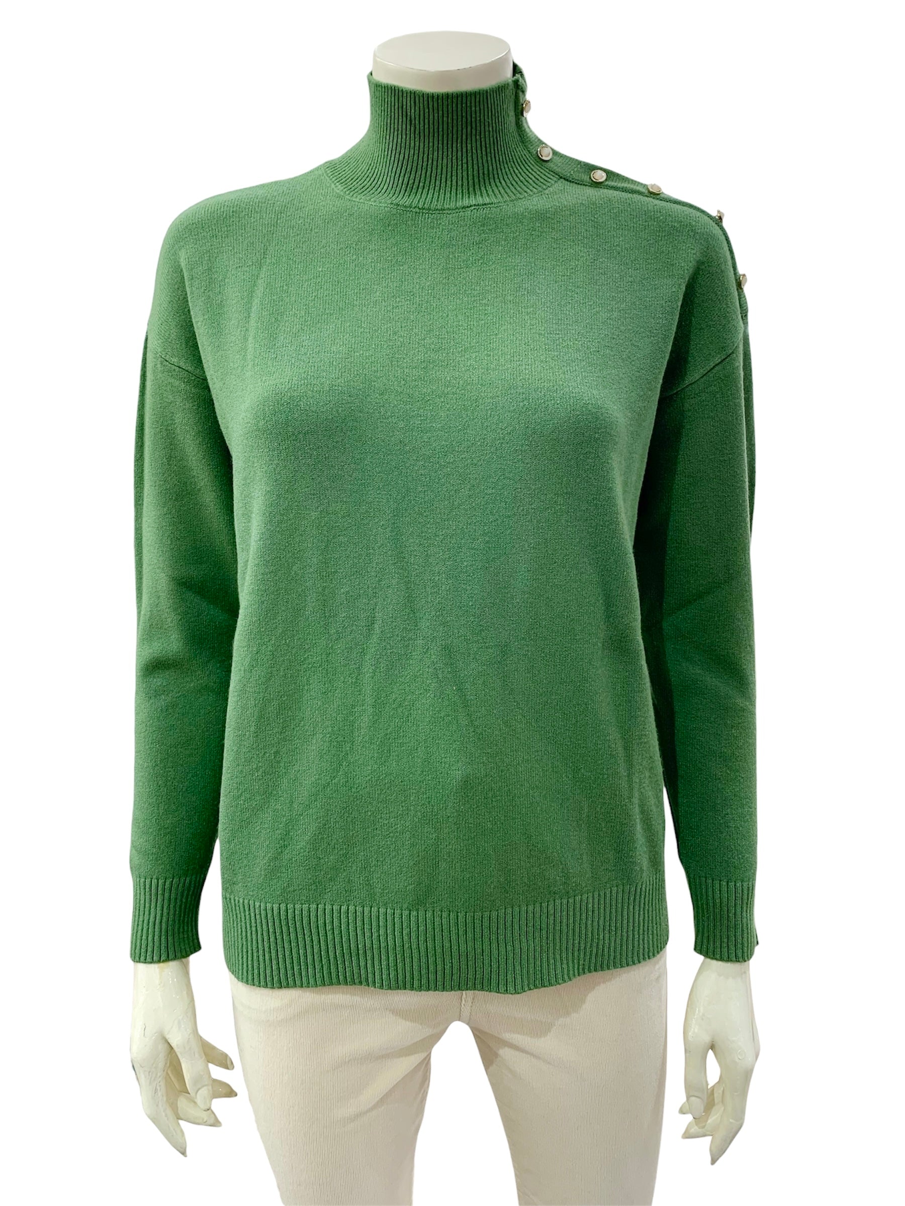 MAGLIA BOTTONCINI SPALLA VERDE