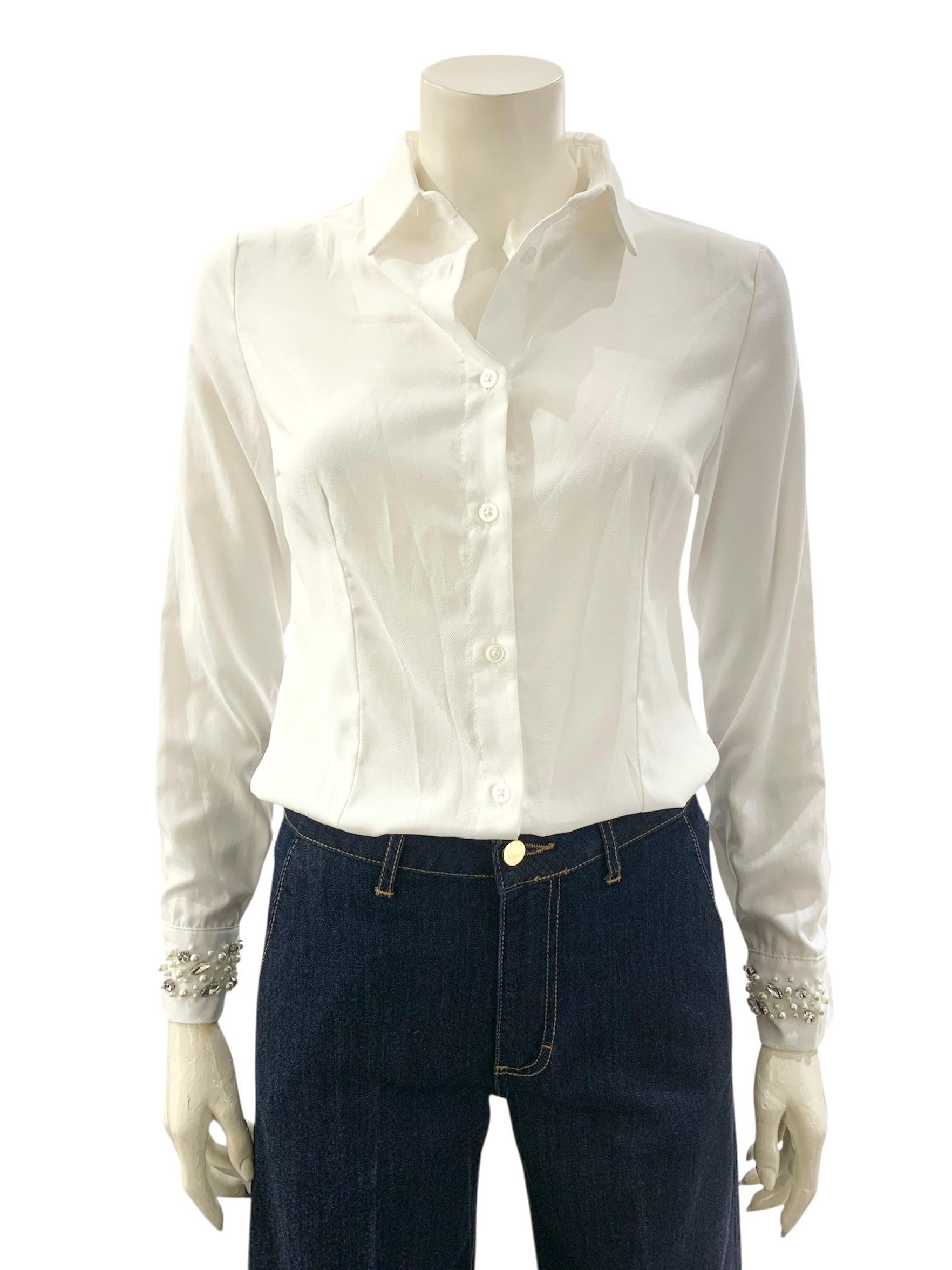 CAMICIA POLSI GIOIELLO BIANCA