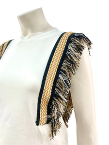 T-SHIRT FRANGE BEIGE NERA