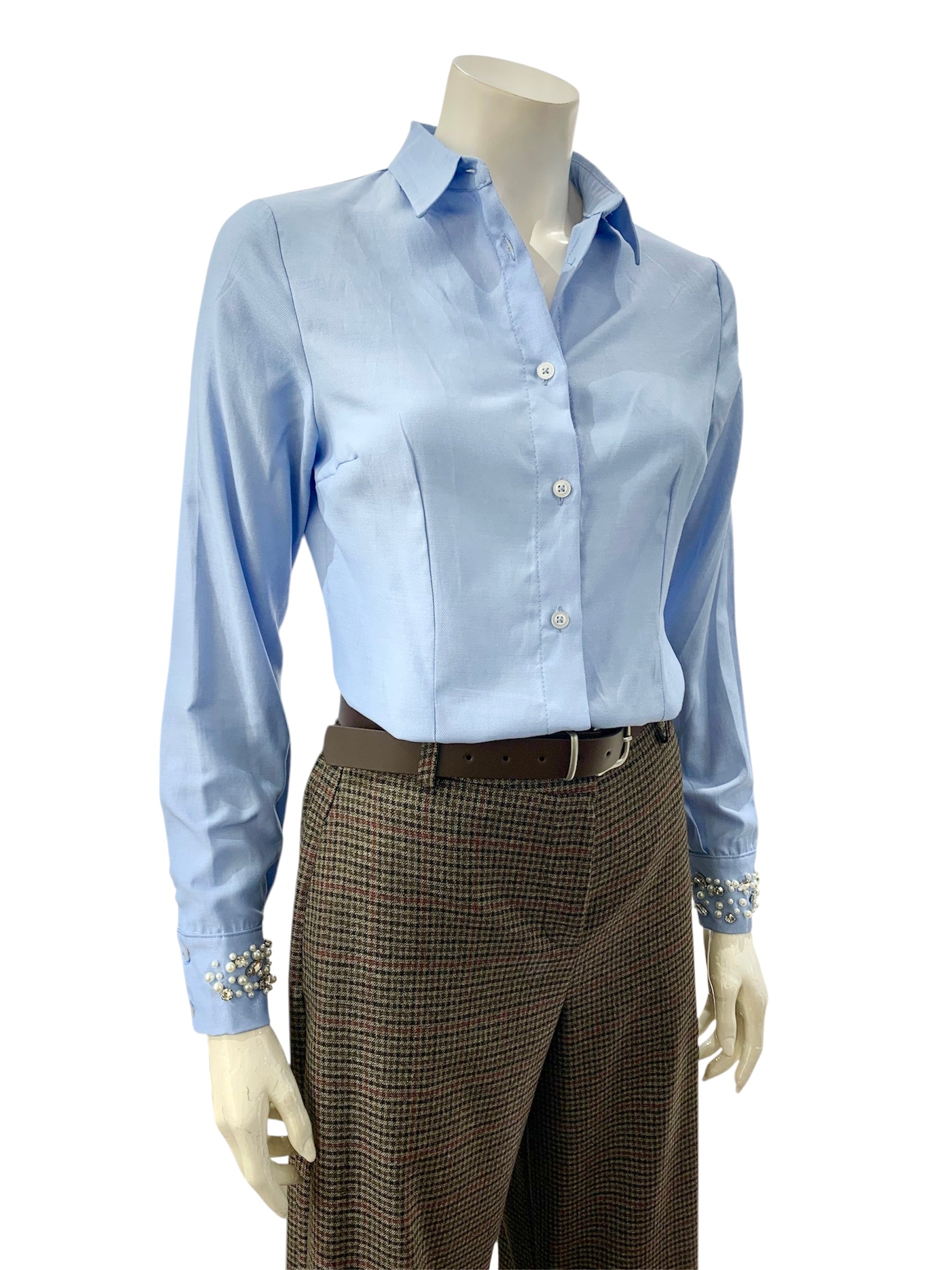 CAMICIA POLSI GIOIELLO AZZURRA