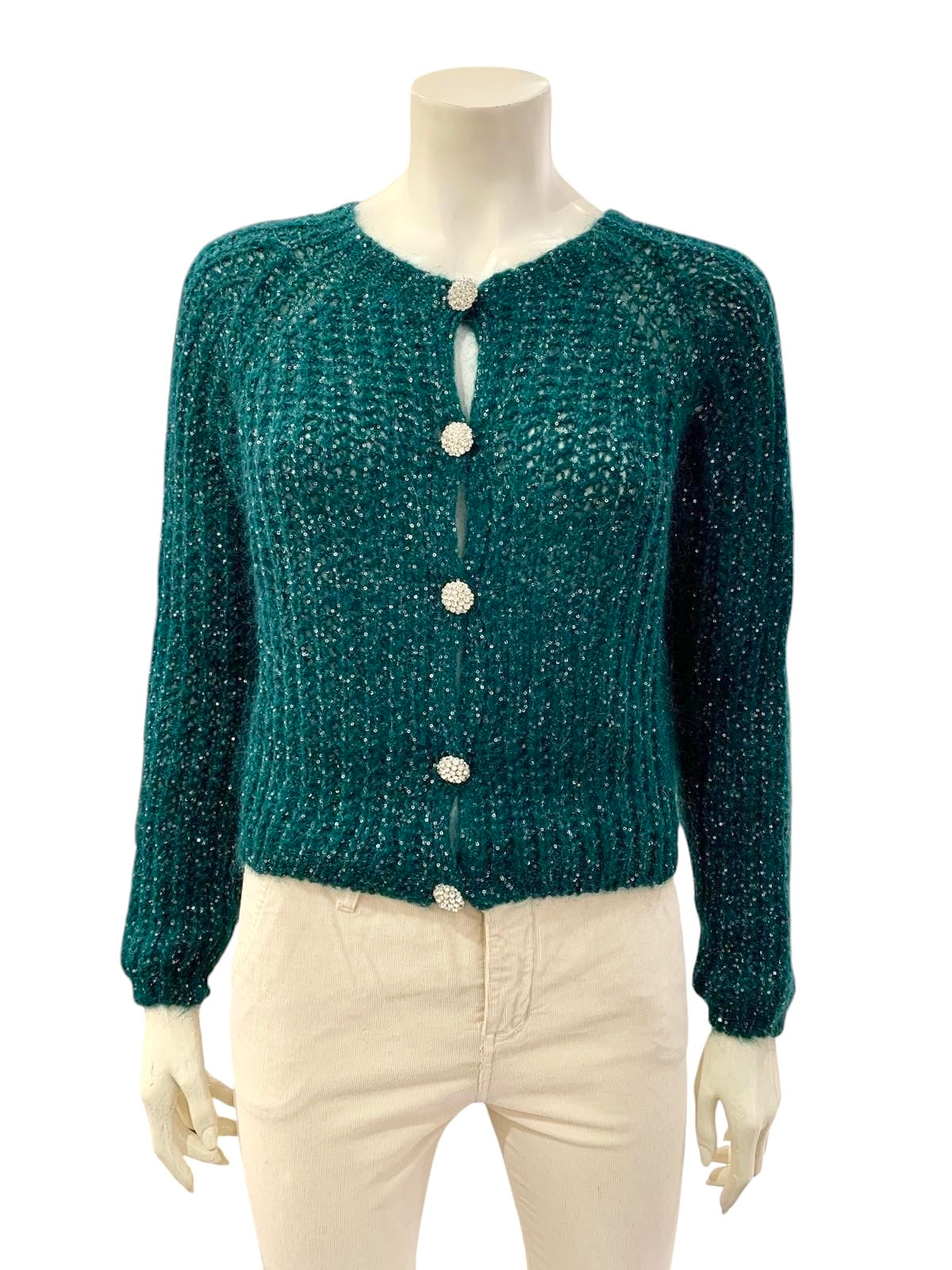 CARDIGAN BOTTONI GIOIELLO VERDE GUCCI