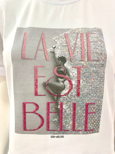 T-SHIRT LA VIE EST BELLE BIANCA