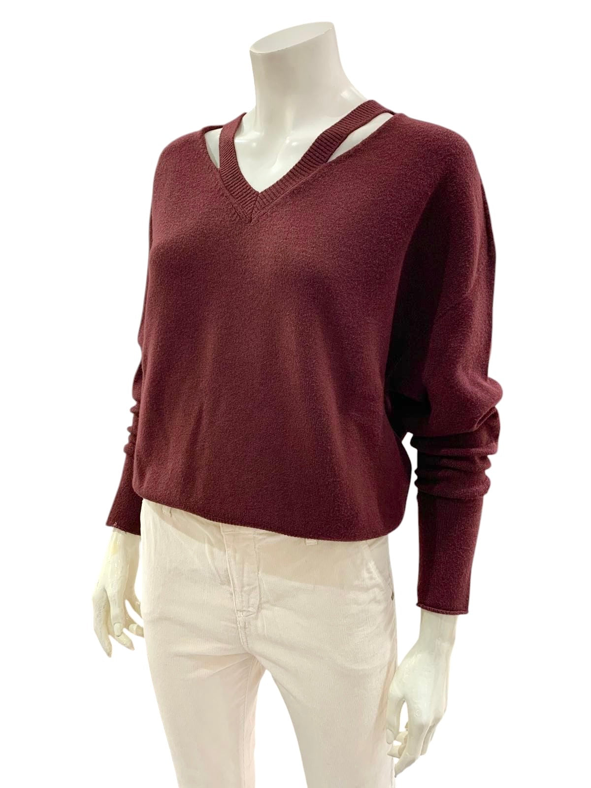 MAGLIA A “V” BORDEAUX