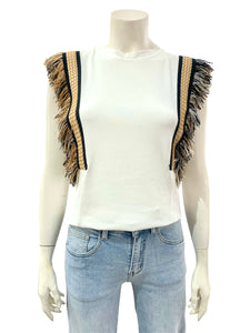 T-SHIRT FRANGE BEIGE NERA