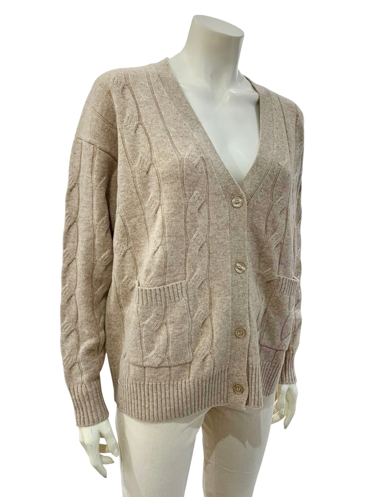 CARDIGAN TRECCIA BEIGE