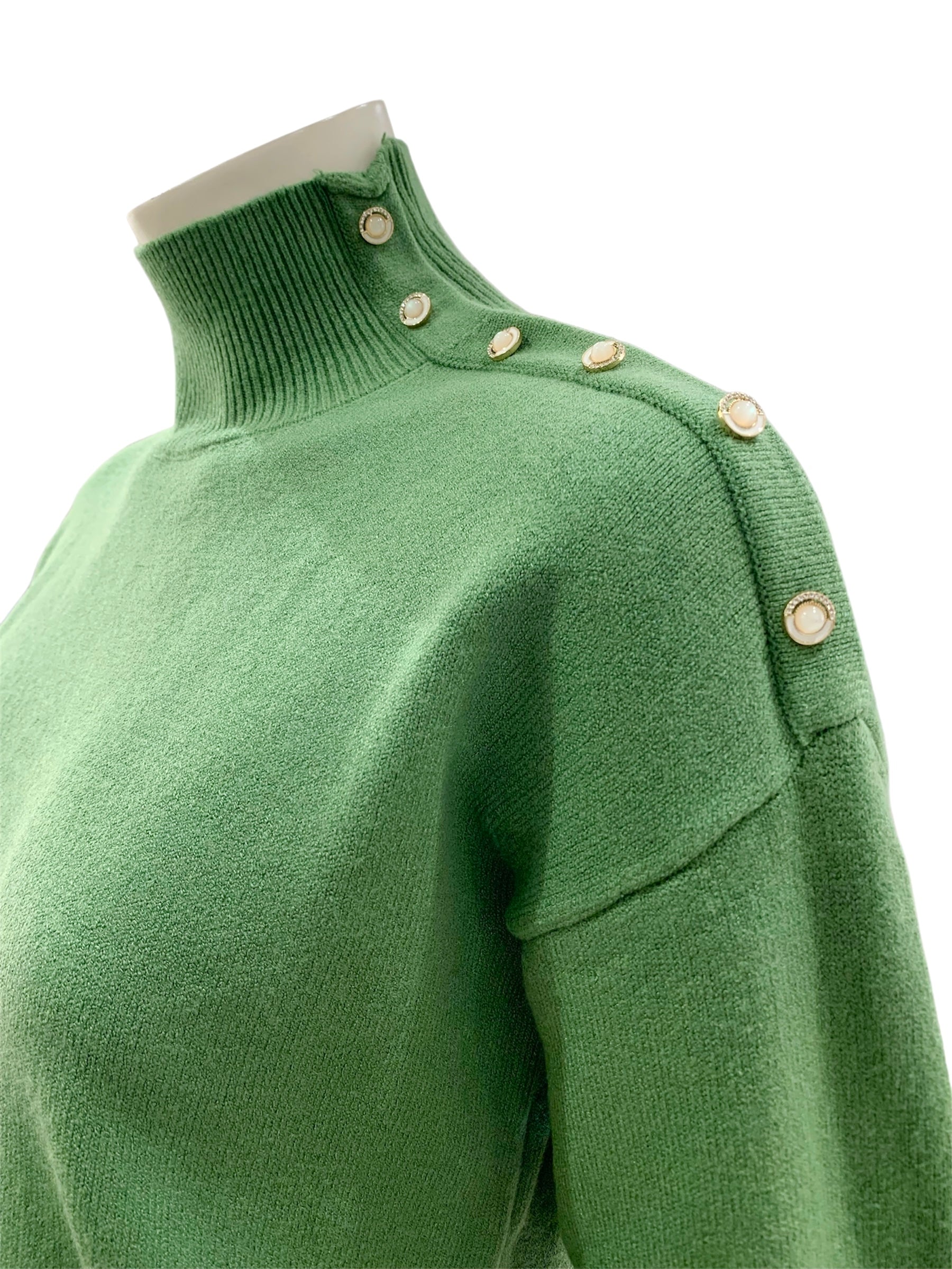 MAGLIA BOTTONCINI SPALLA VERDE