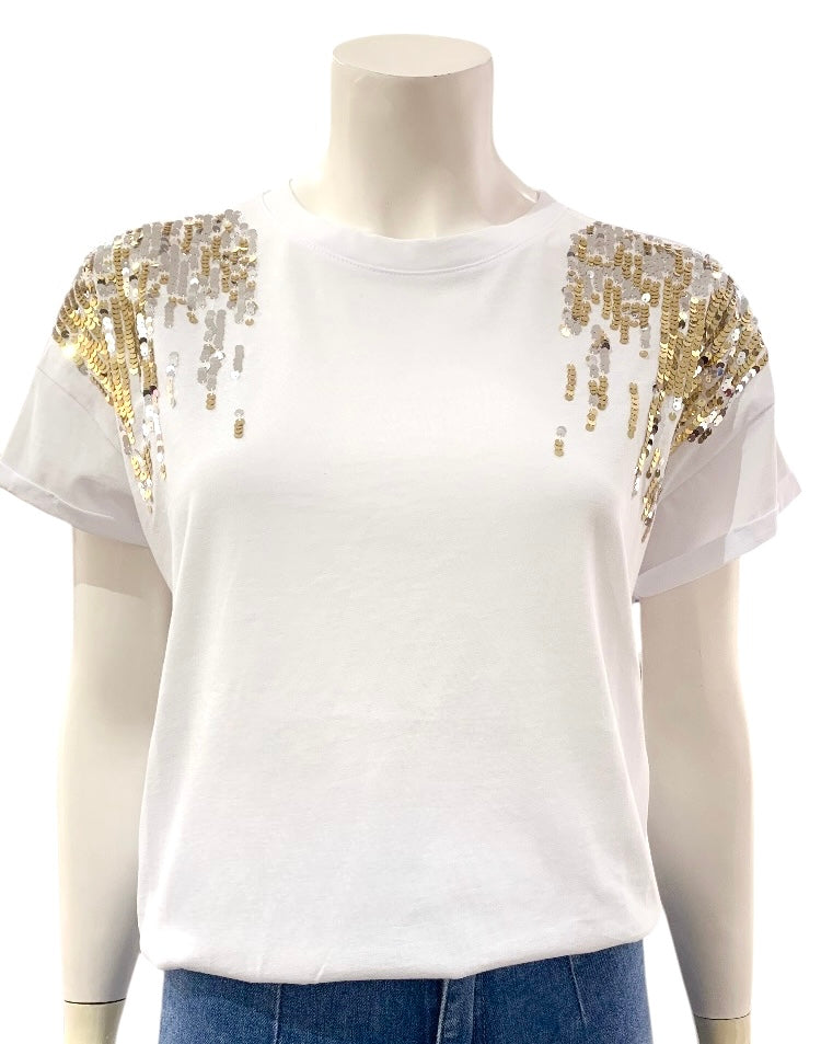 T-SHIRT PAILLETTES BIANCA