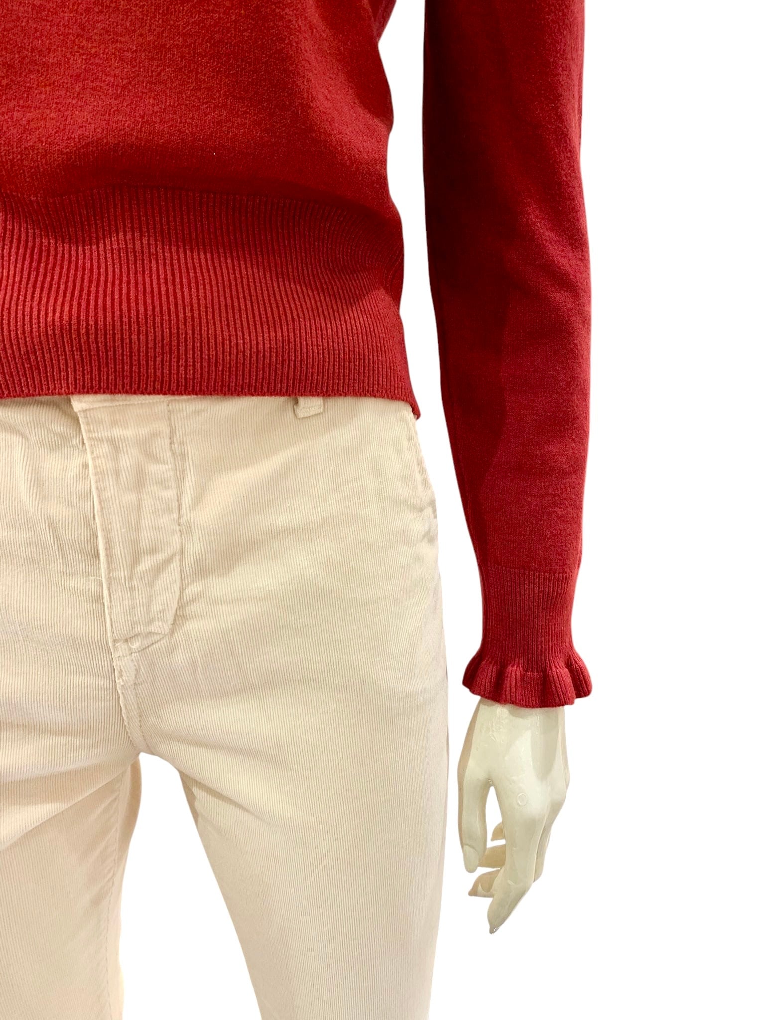 MAGLIA MANICA ROUCHES CILIEGIA