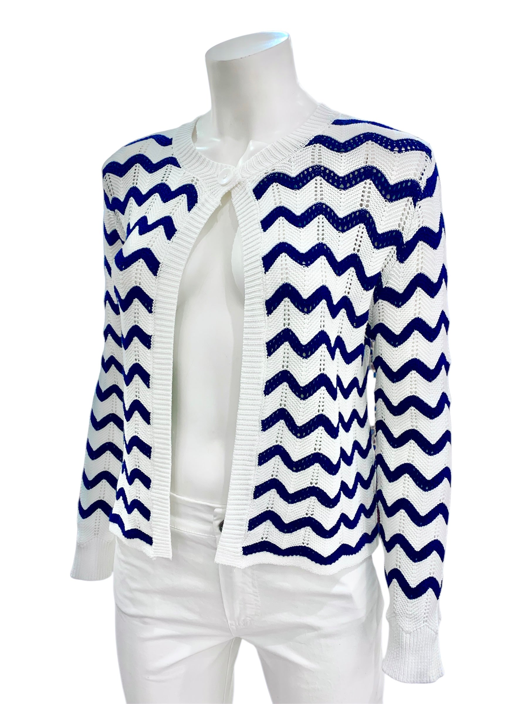 CARDIGAN ONDE BIANCO BLU