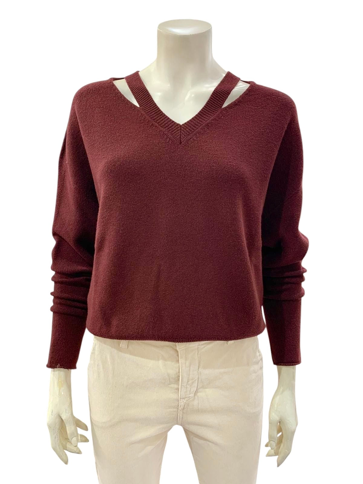 MAGLIA A “V” BORDEAUX