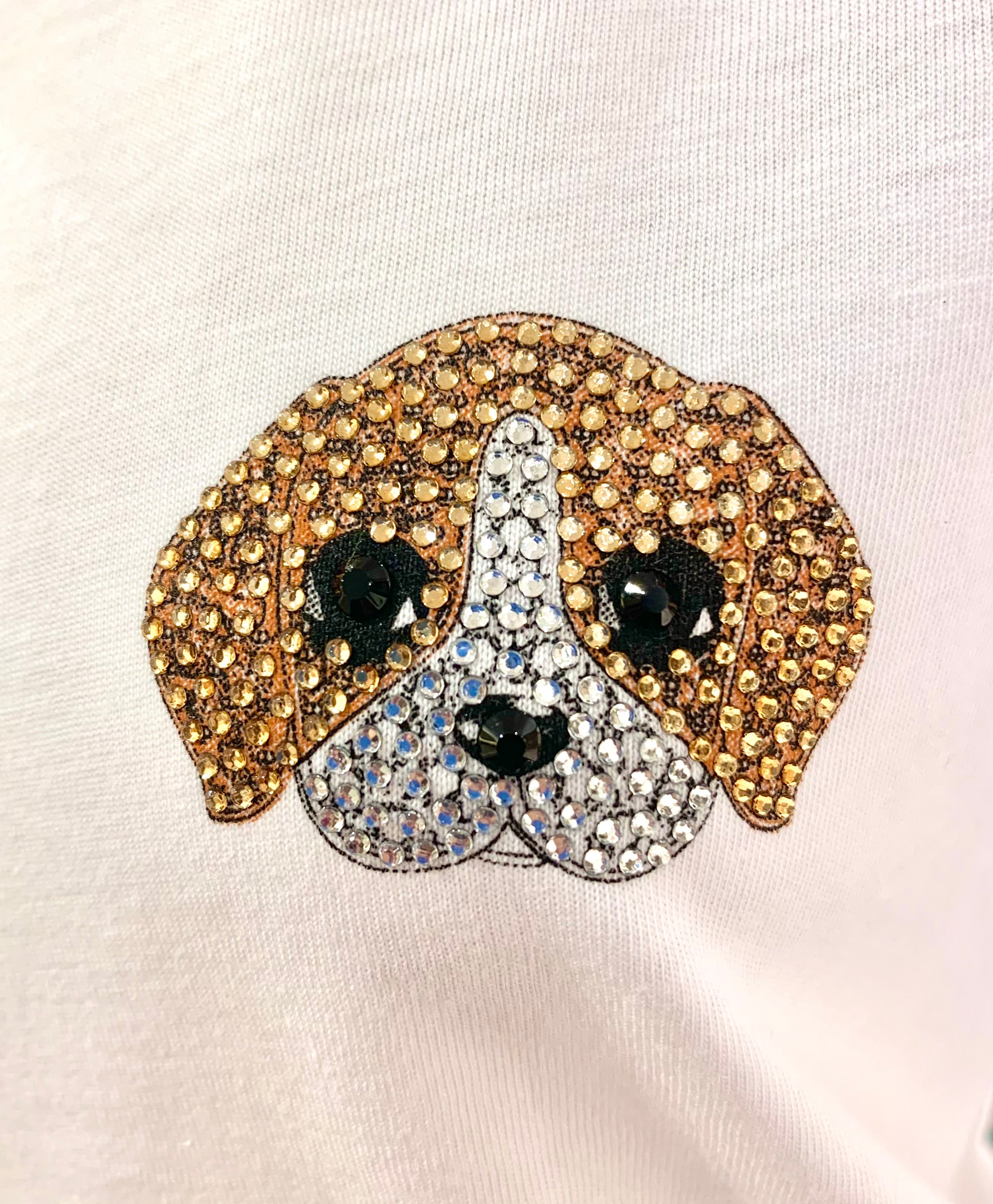 T-SHIRT CAGNOLINO STRASS BIANCA