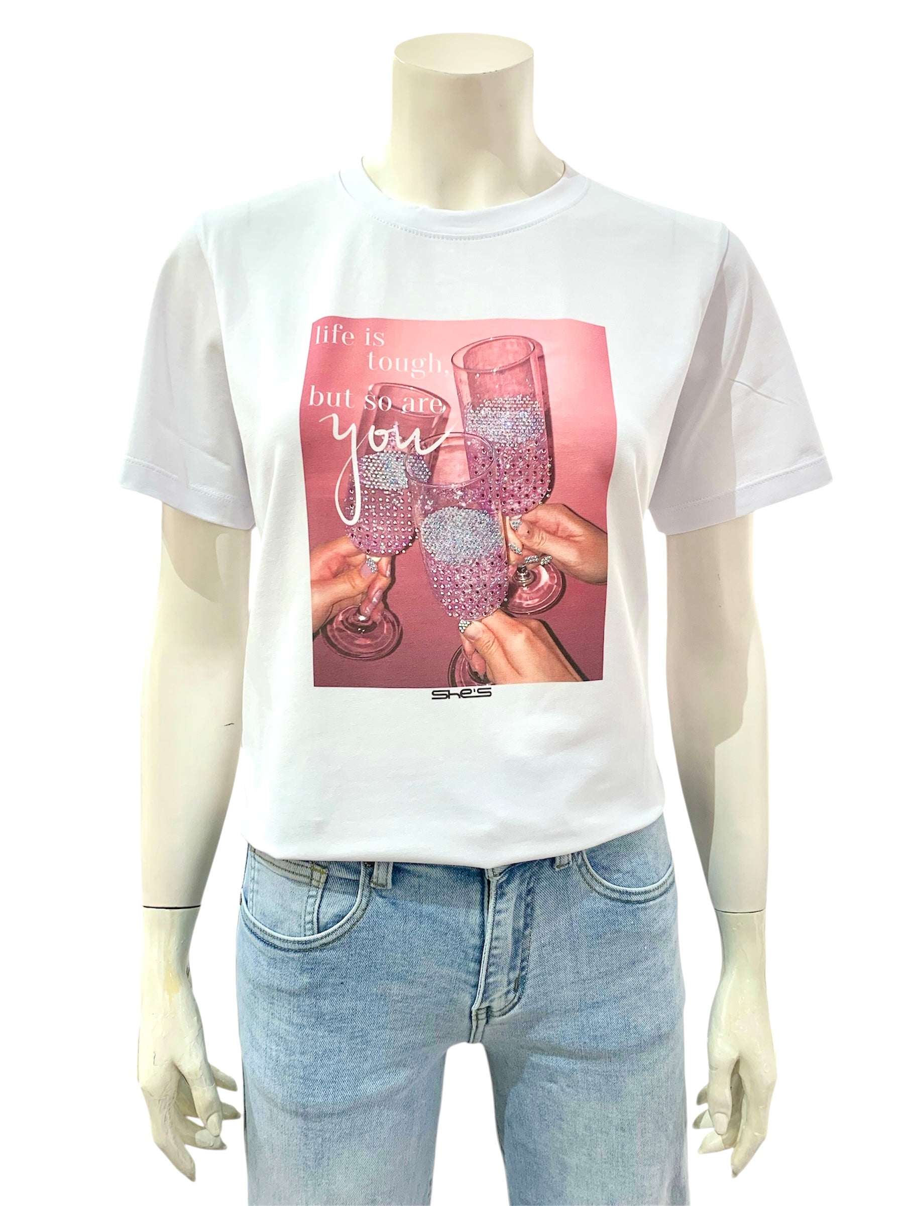 T-SHIRT BICCHIERI BIANCA