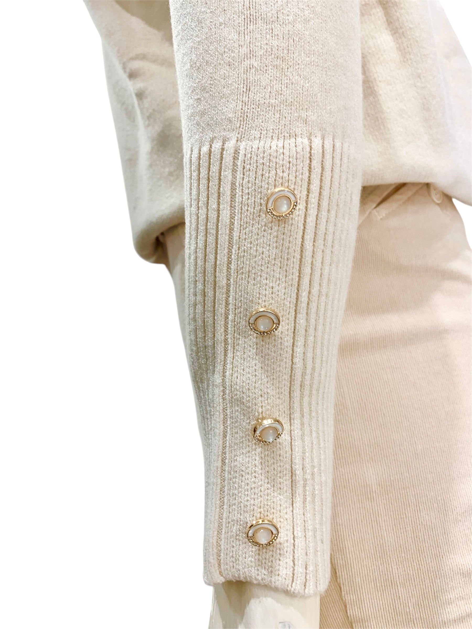 MAGLIA BOTTONCINI LATERALI NATURALE