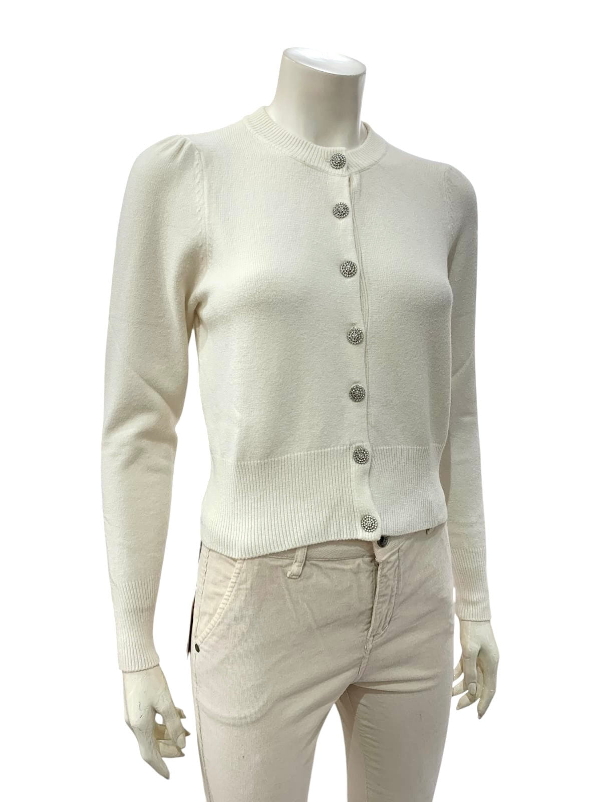 CARDIGAN BOTTONI BIJOUX BIANCO