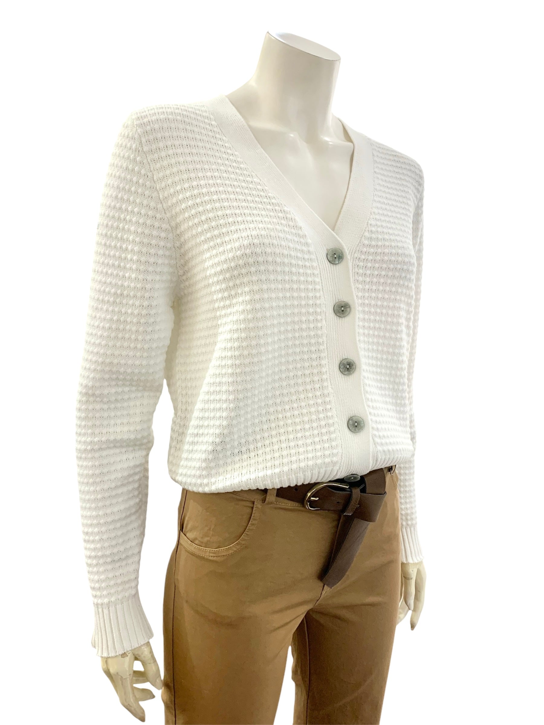 CARDIGAN MAGLIA RISO BIANCO