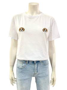 T-SHIRT CAGNOLINO STRASS BIANCA