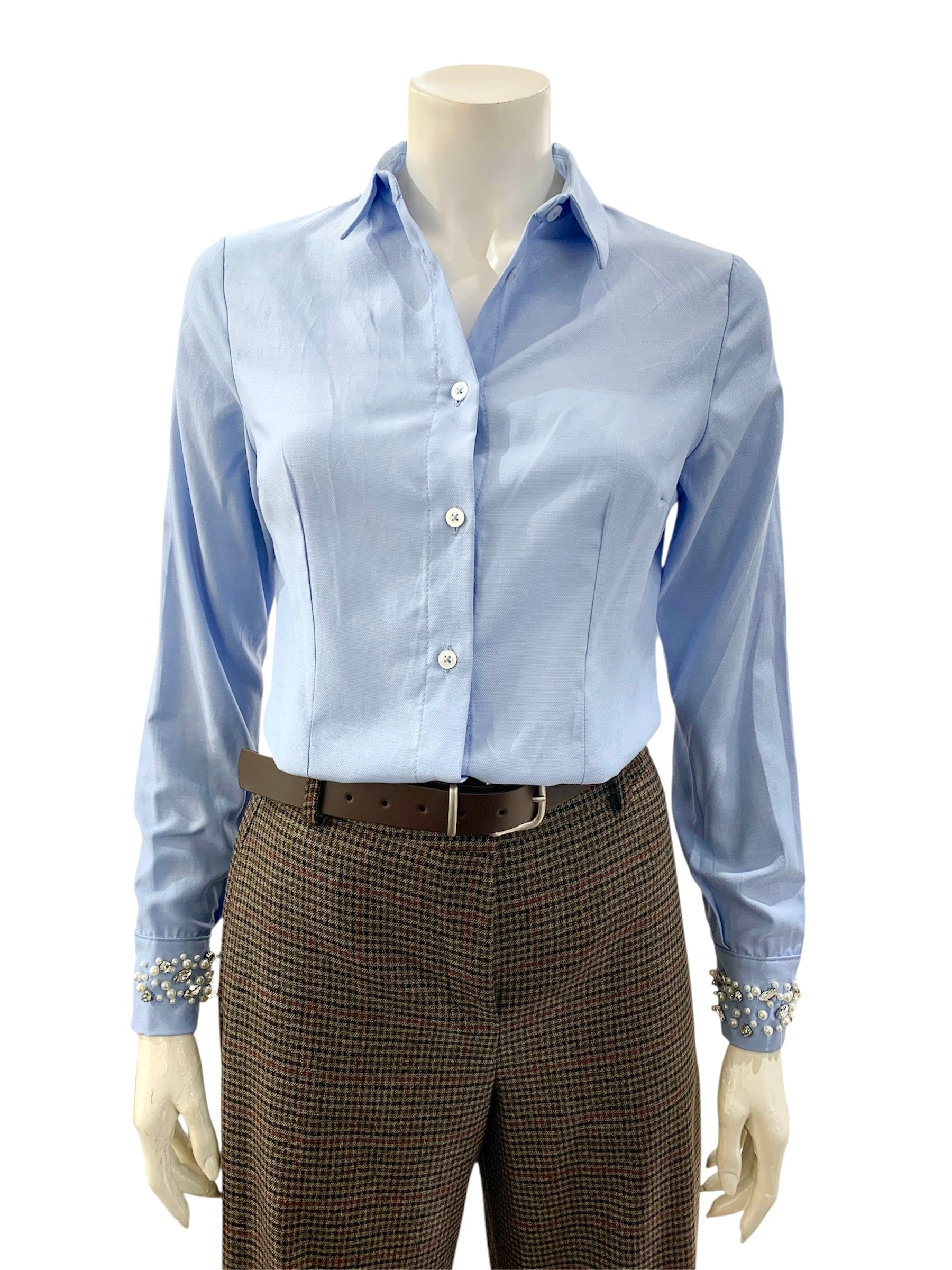 CAMICIA POLSI GIOIELLO AZZURRA