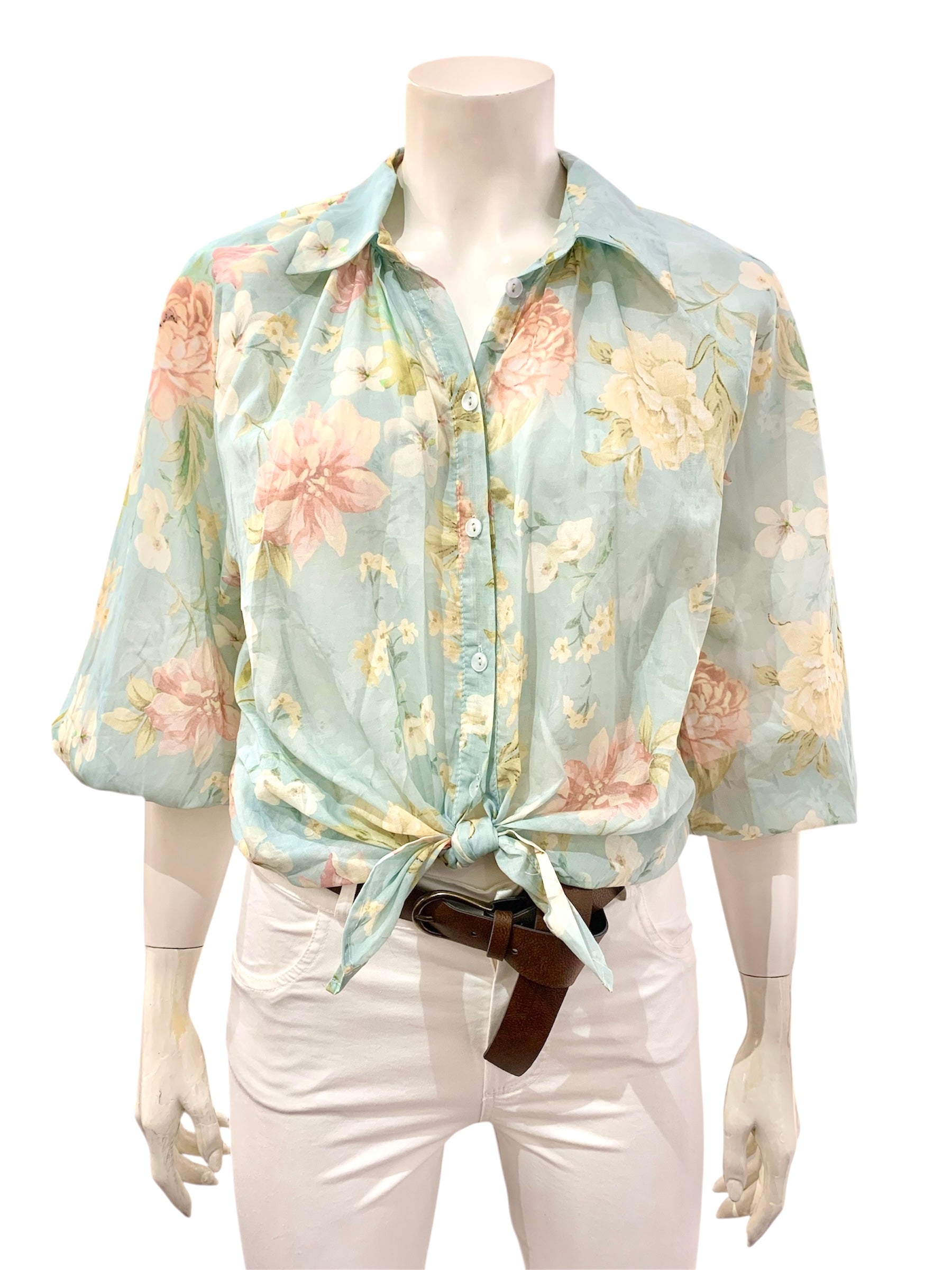 CAMICIA MANICA PALLONCINO FIORI