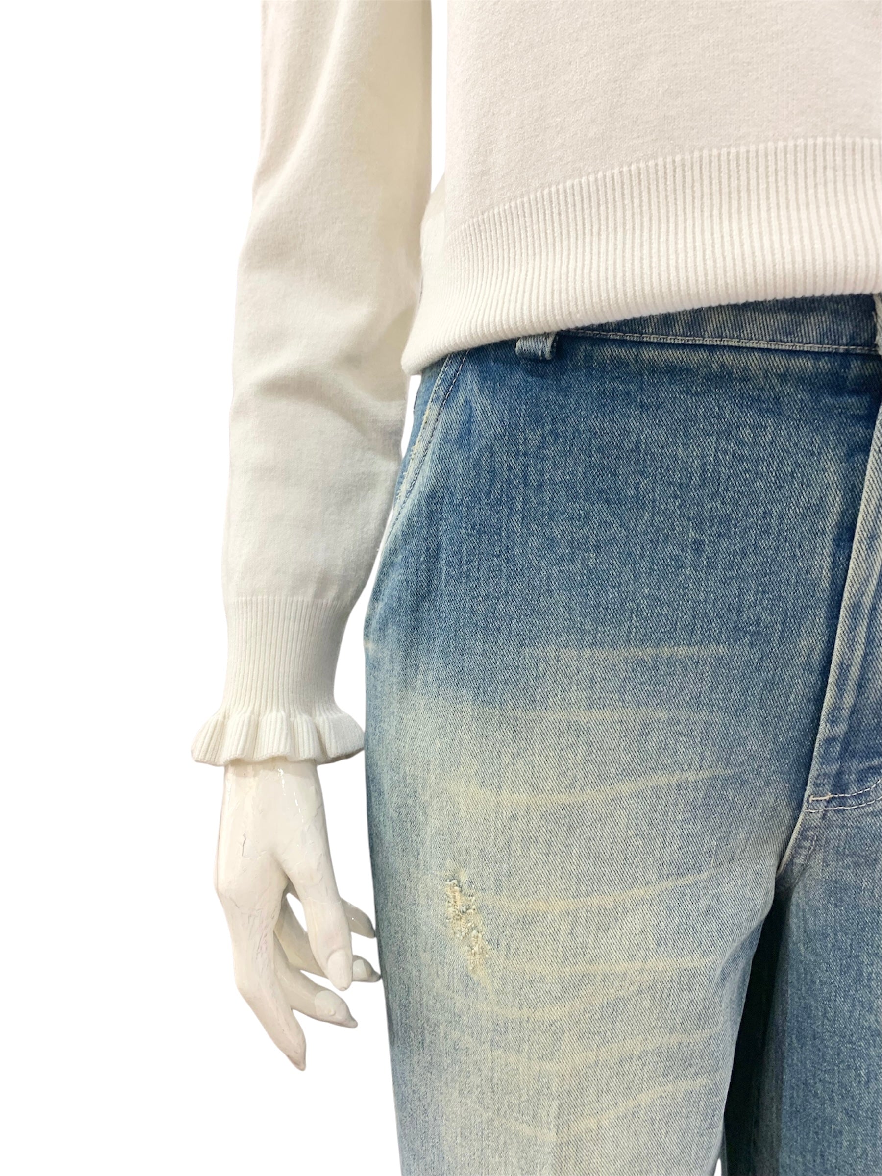 MAGLIA MANICA ROUCHES PANNA