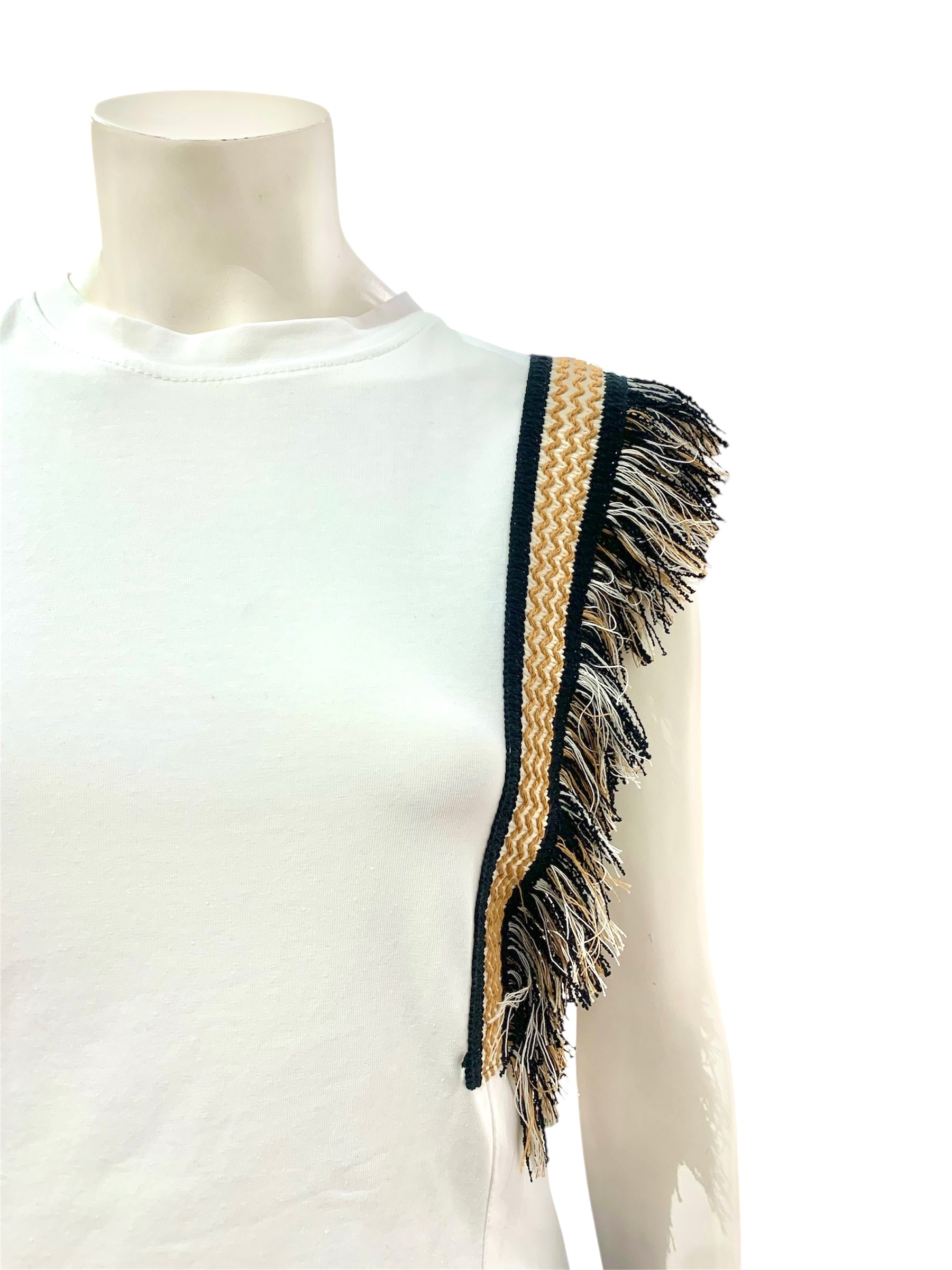 T-SHIRT FRANGE BEIGE NERA