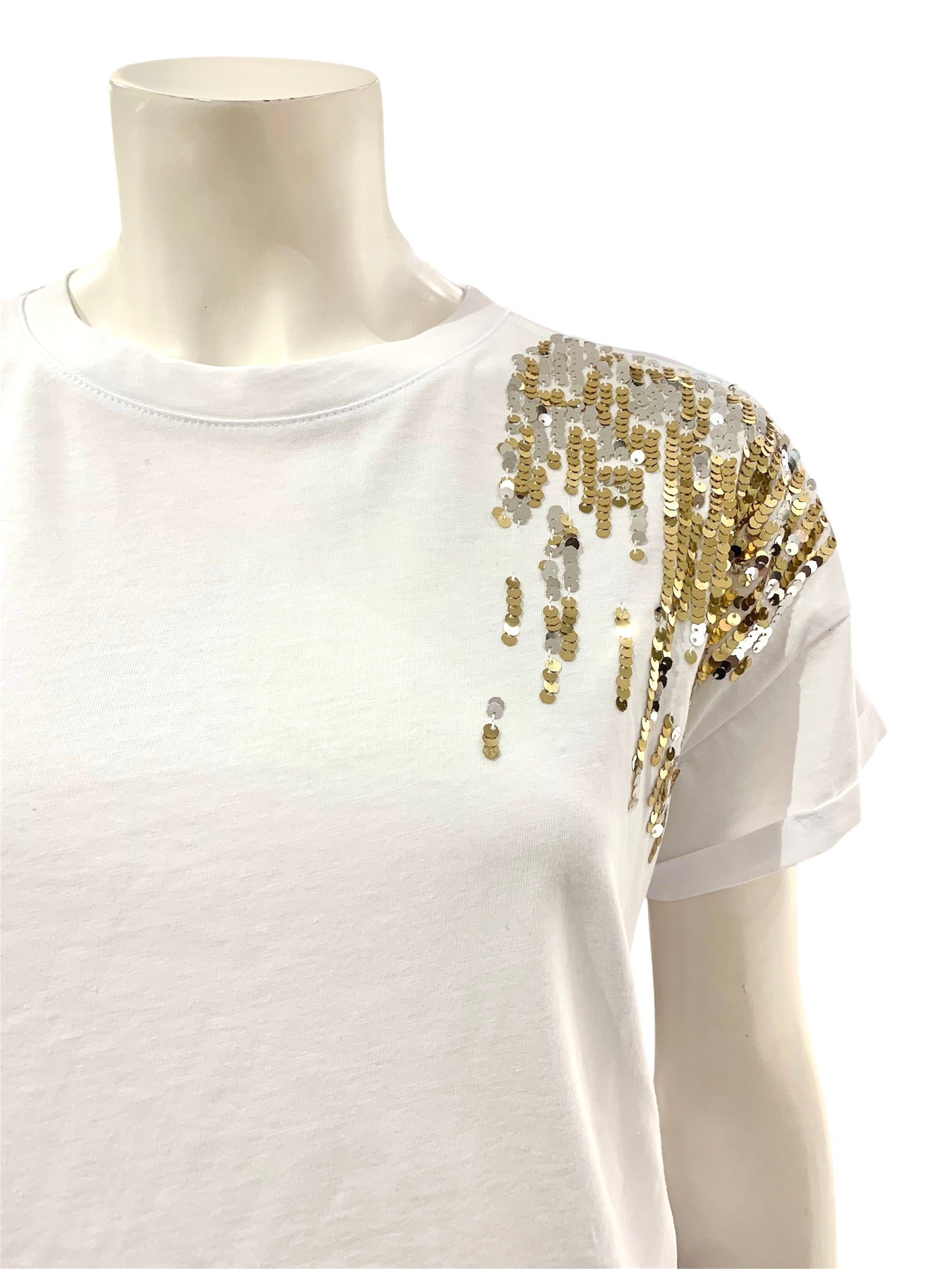 T-SHIRT PAILLETTES BIANCA