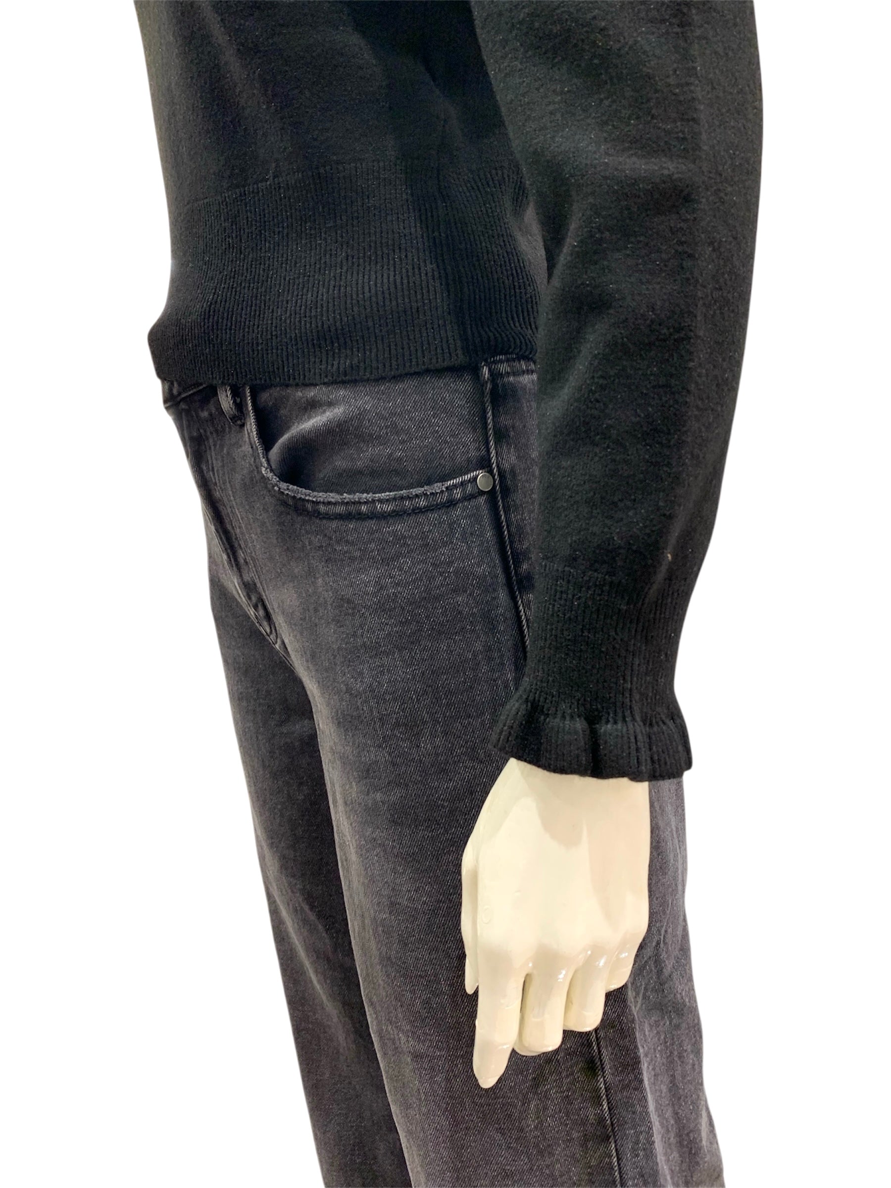 MAGLIA MANICA ROUCHES NERA