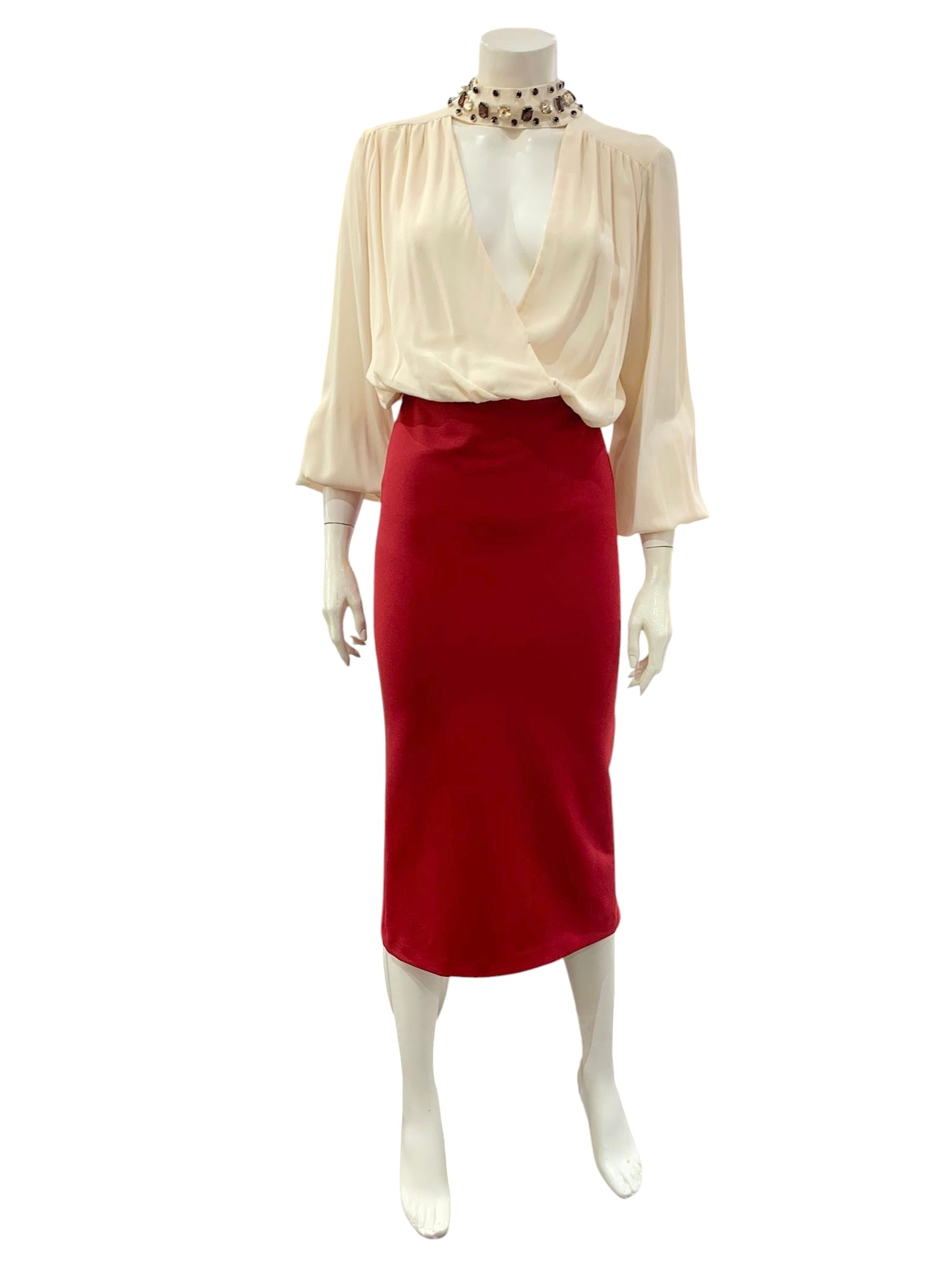 ABITO PIETRE AVORIO ROSSO