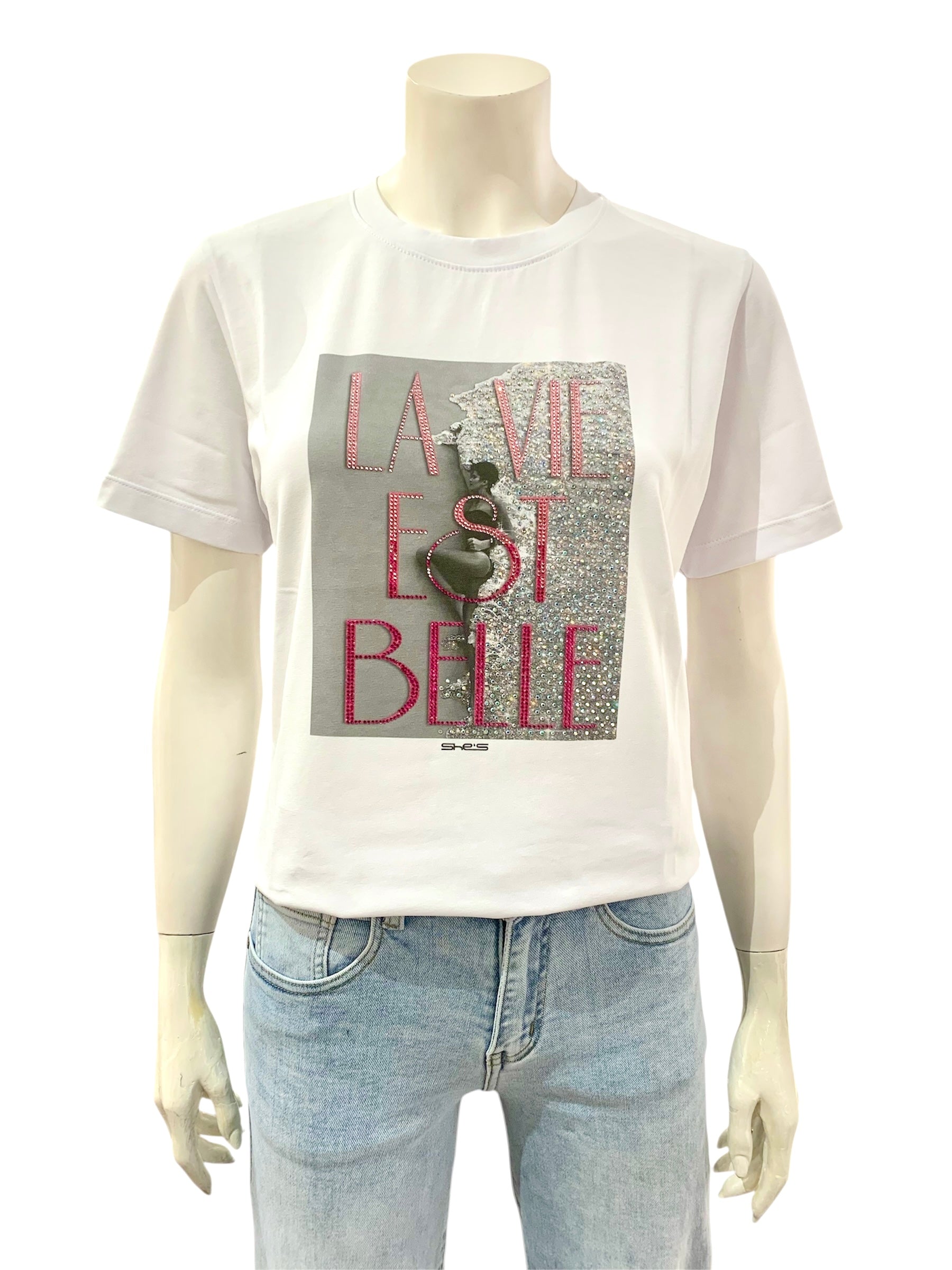 T-SHIRT LA VIE EST BELLE BIANCA