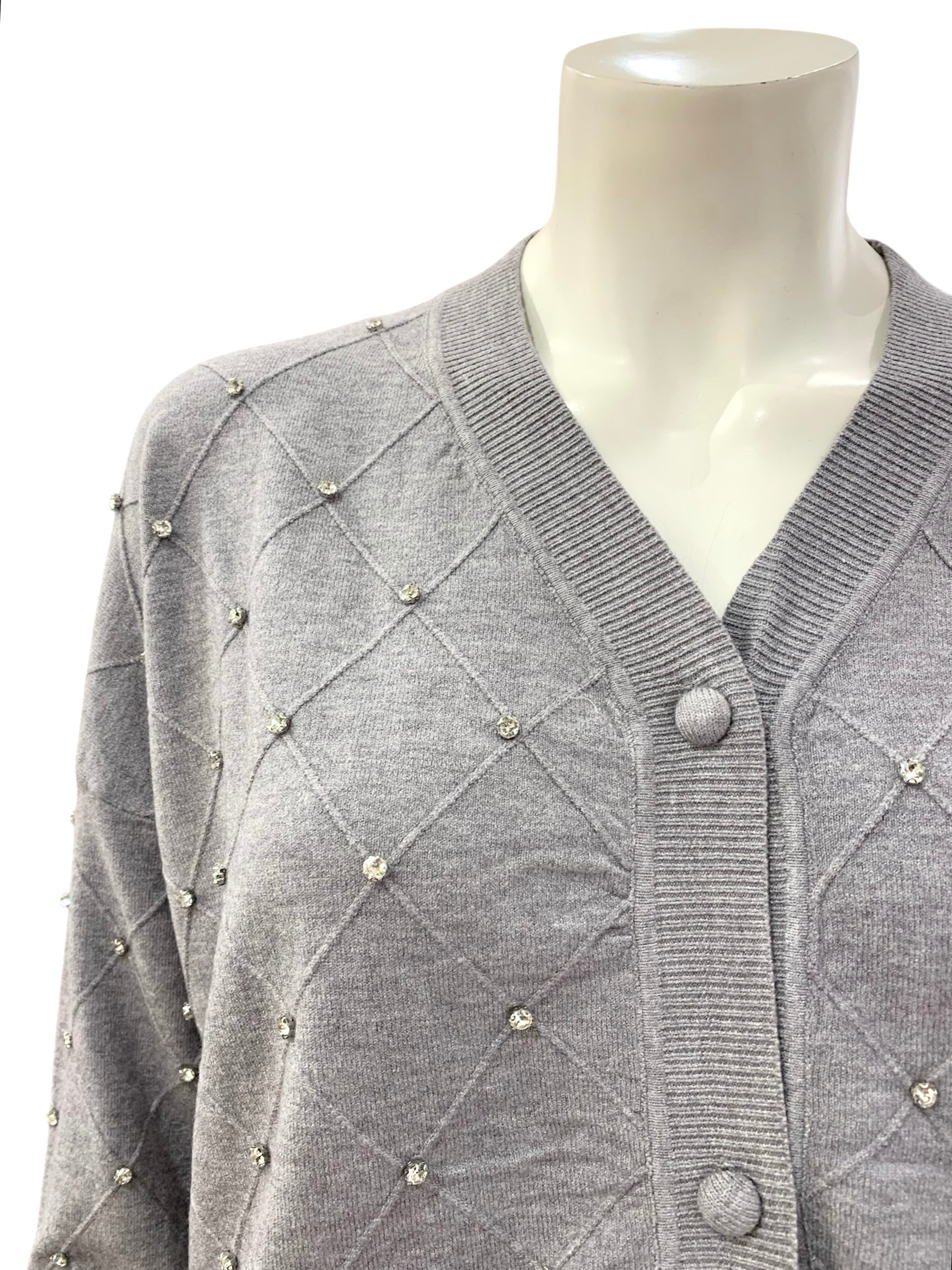 CARDIGAN STRASS GRIGIO
