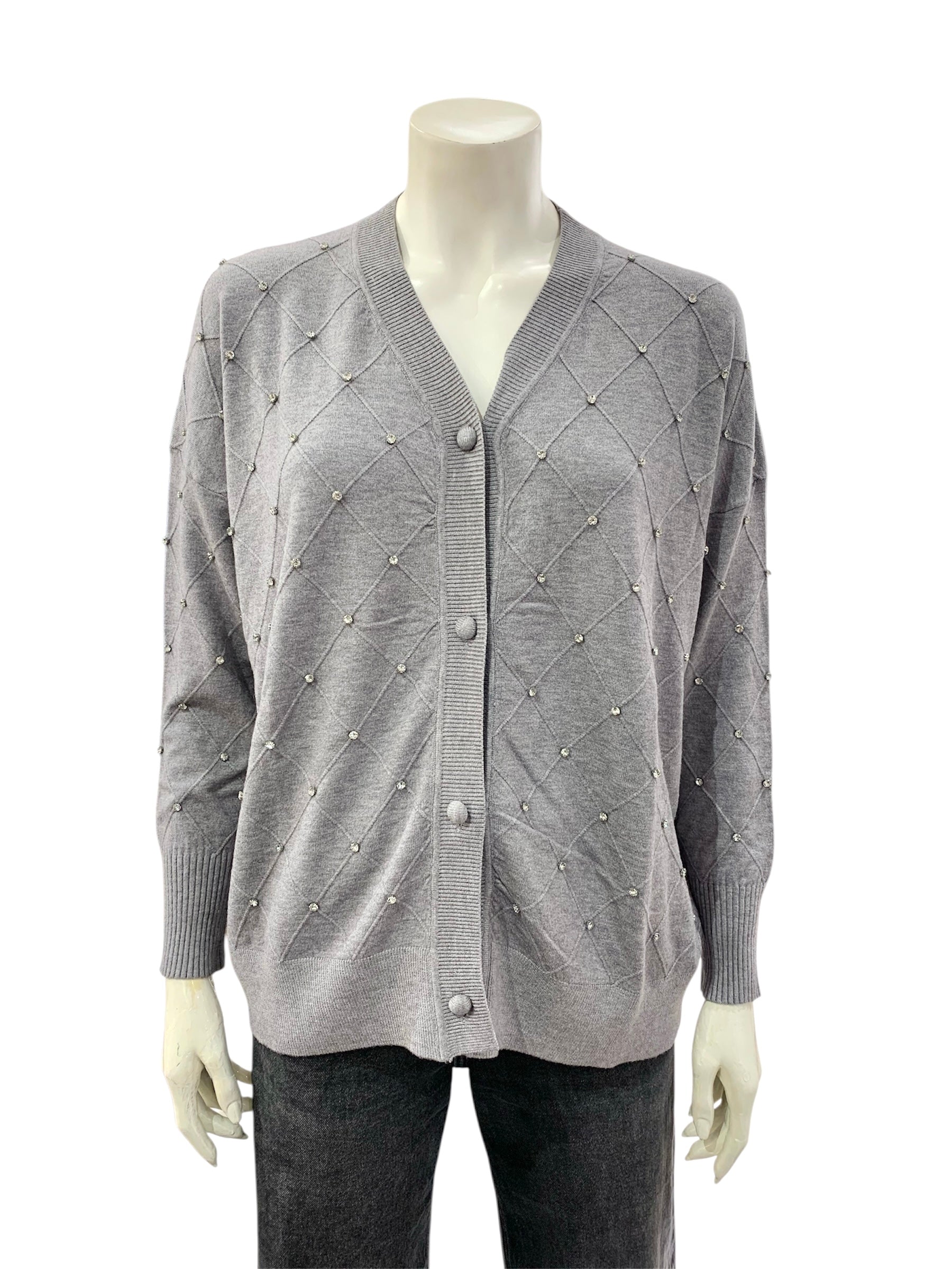 CARDIGAN STRASS GRIGIO