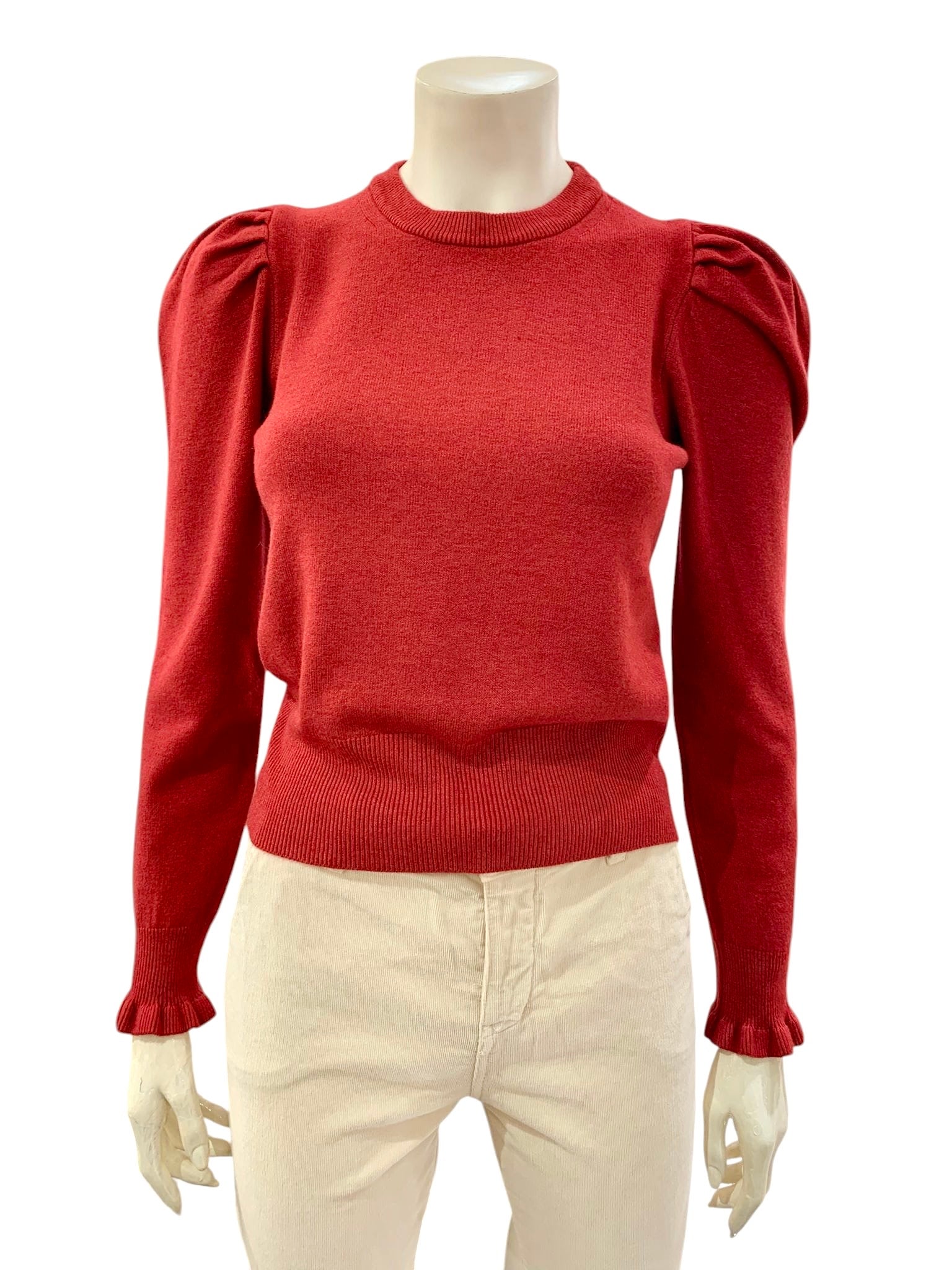 MAGLIA MANICA ROUCHES CILIEGIA