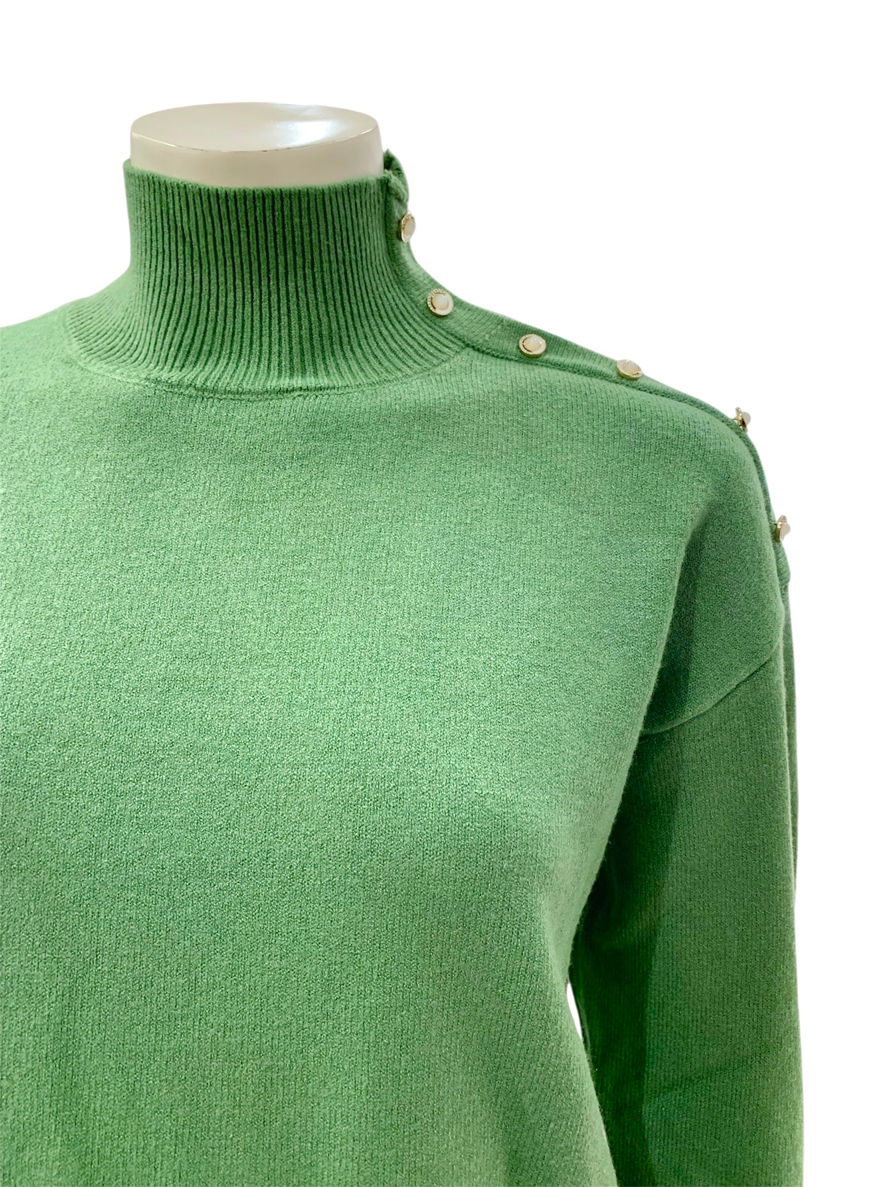 MAGLIA BOTTONCINI SPALLA VERDE