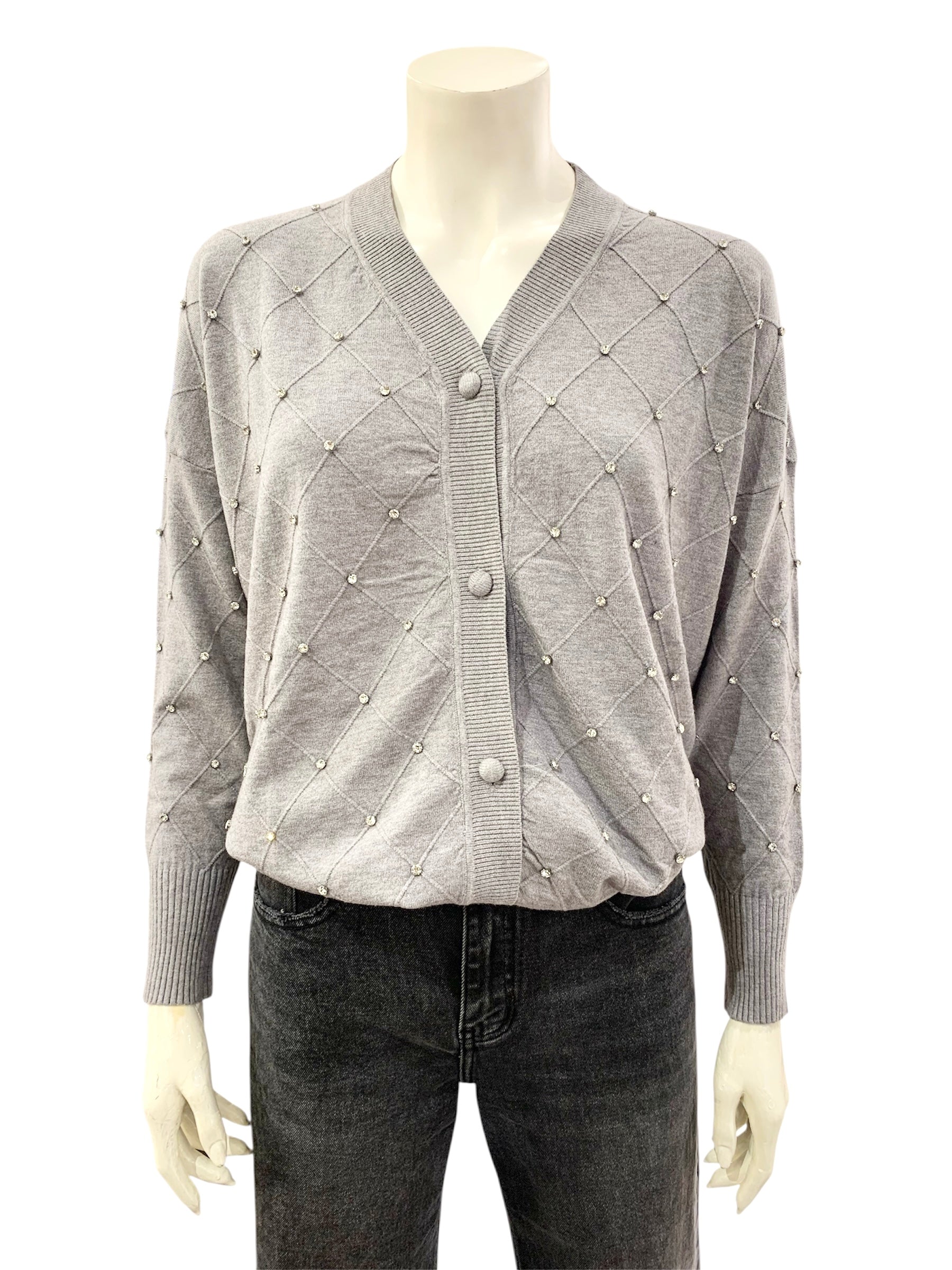 CARDIGAN STRASS GRIGIO