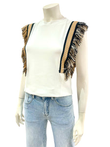 T-SHIRT FRANGE BEIGE NERA